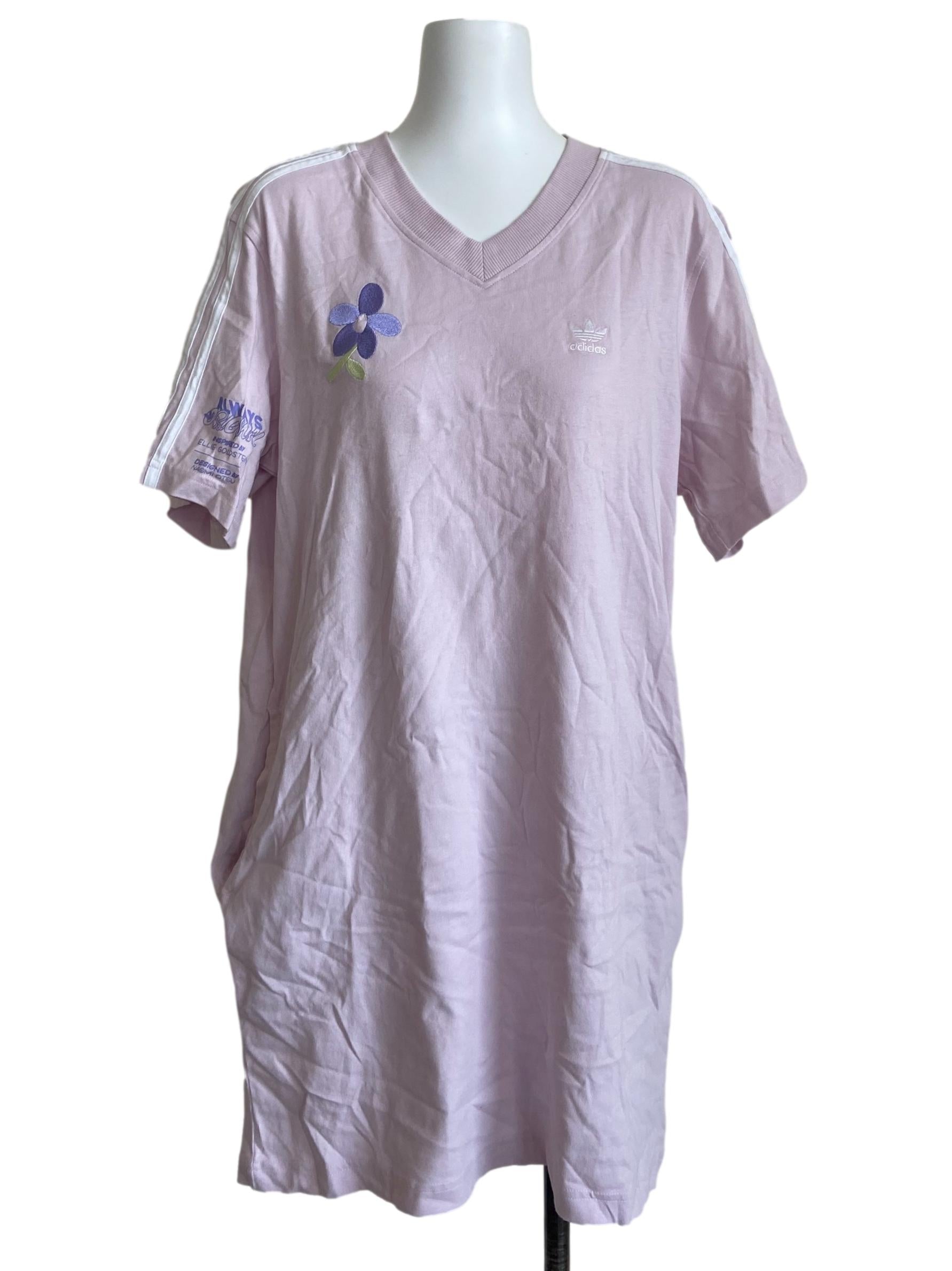 Purple Embroidered Tee Dress