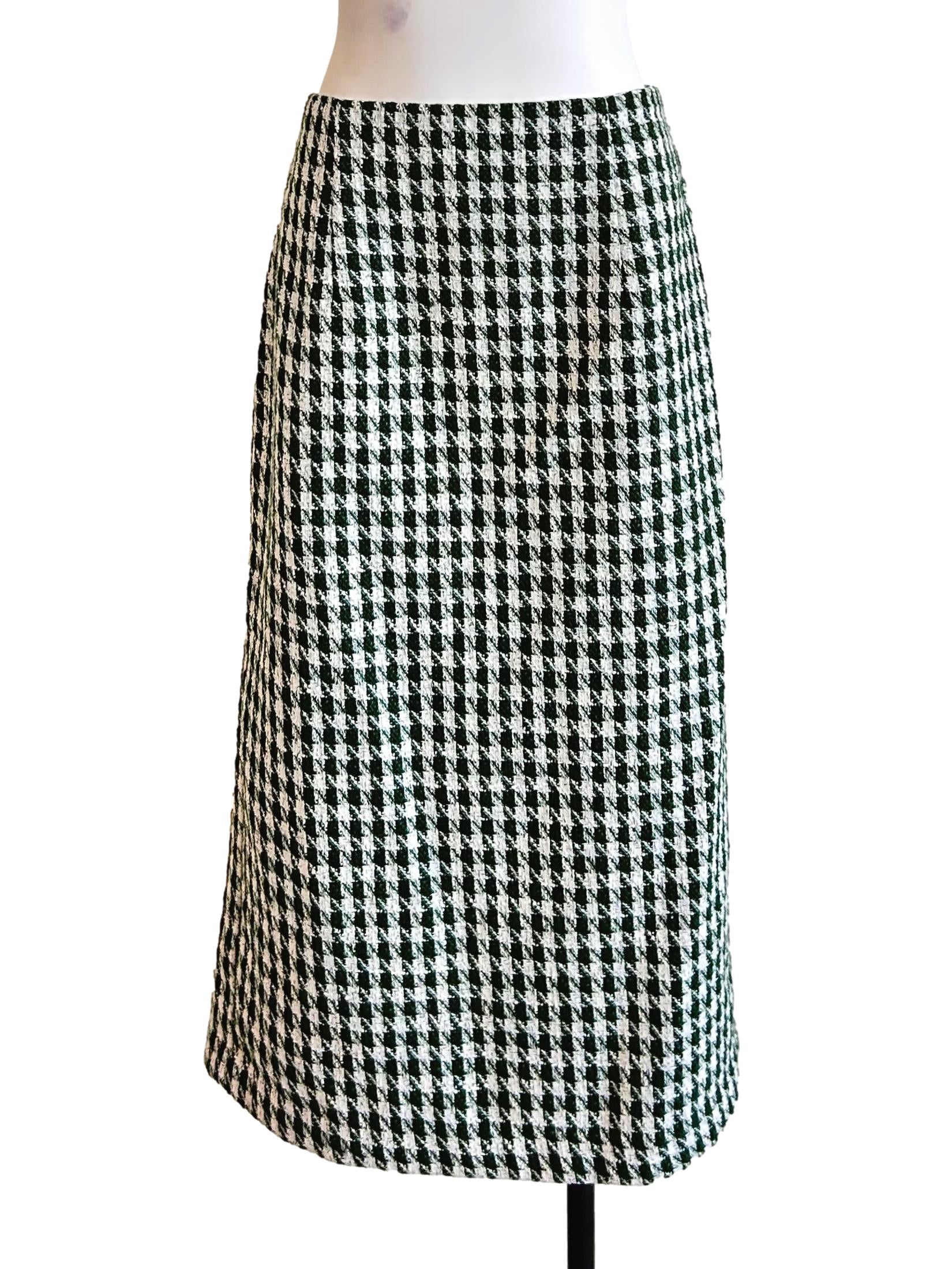 Green White Houndstooth Skirt LB