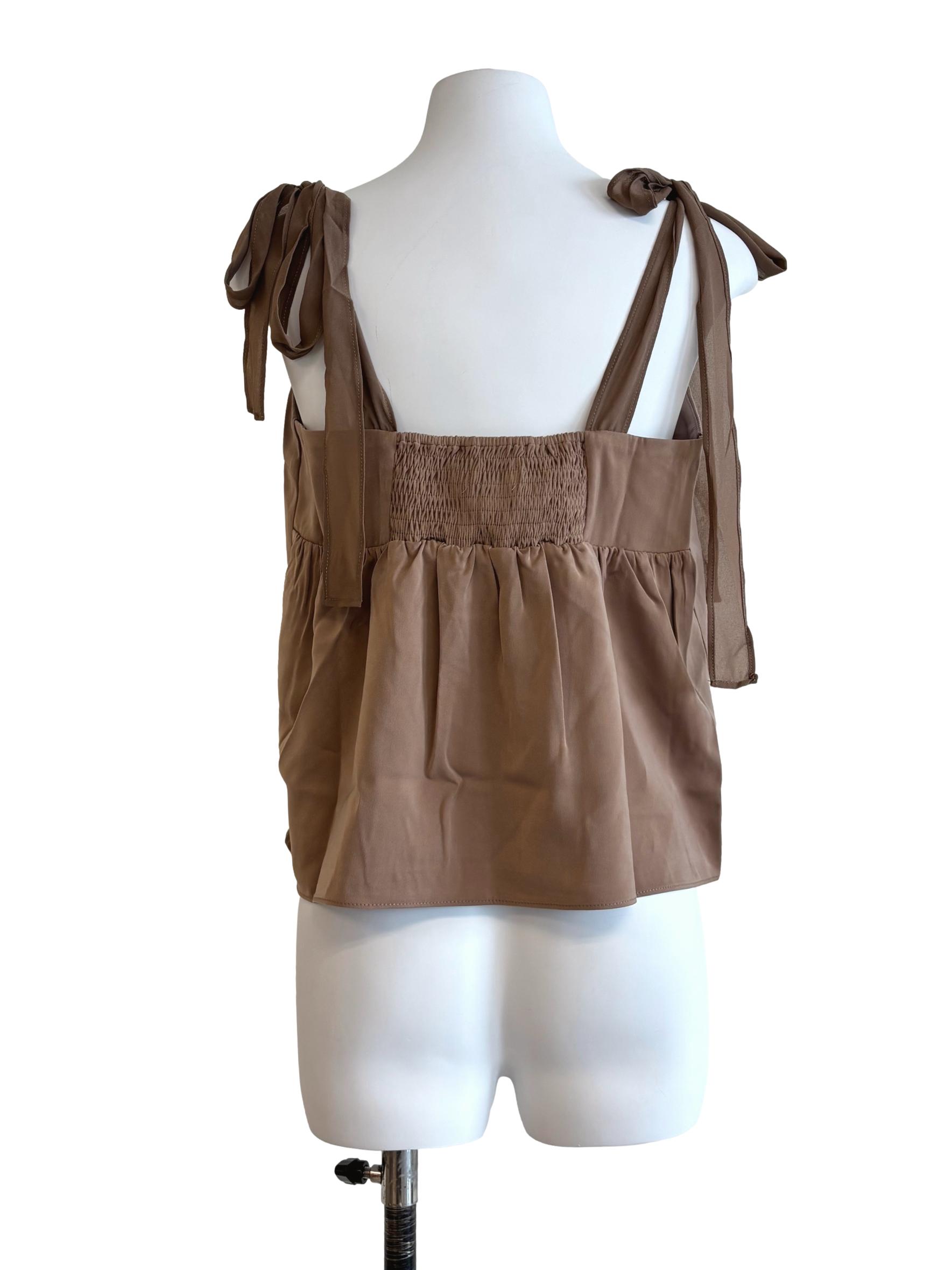 Tortilla Brown Ribbon Strap Camisole