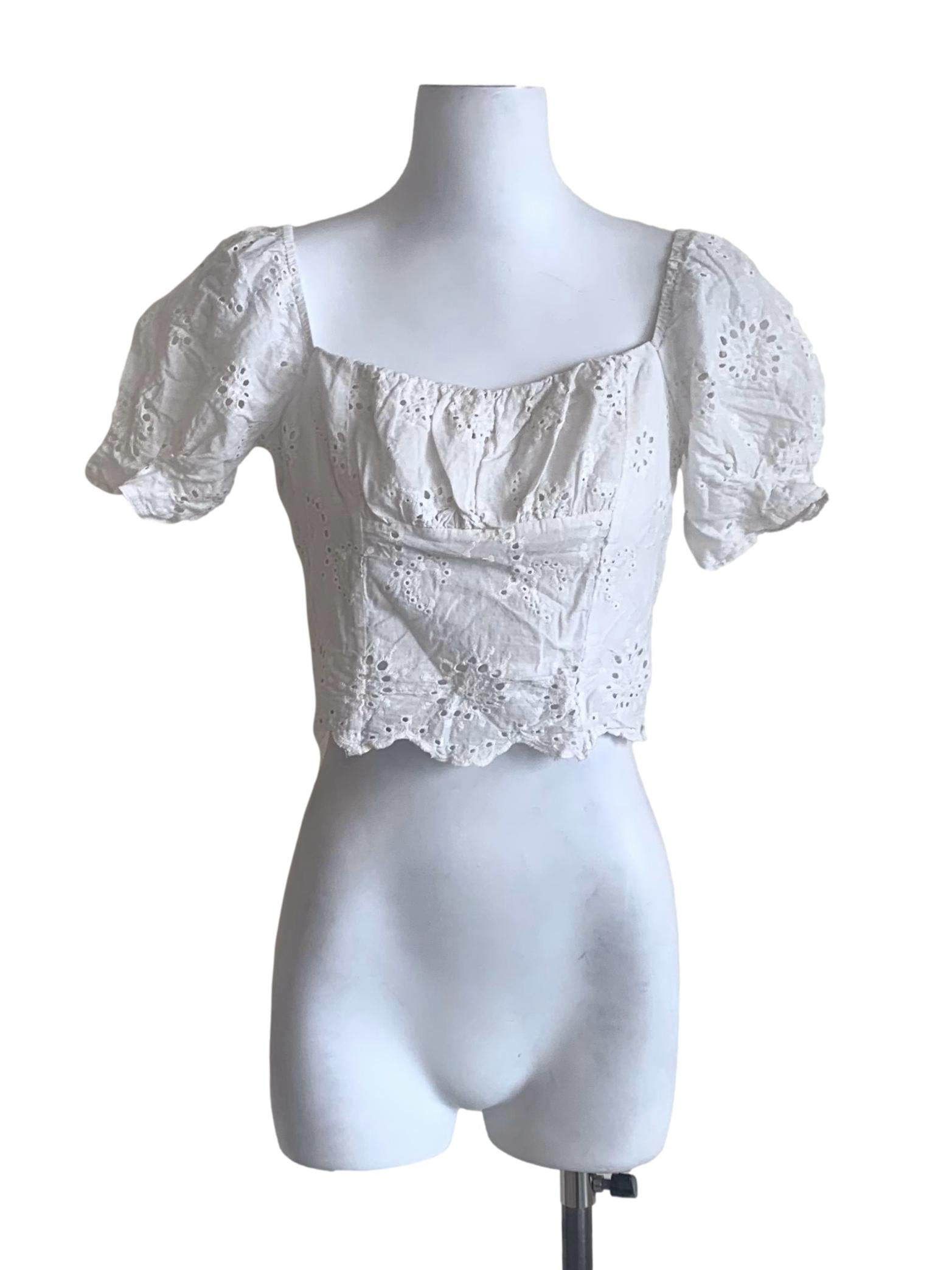 Cotton White Eyelet Empire Top