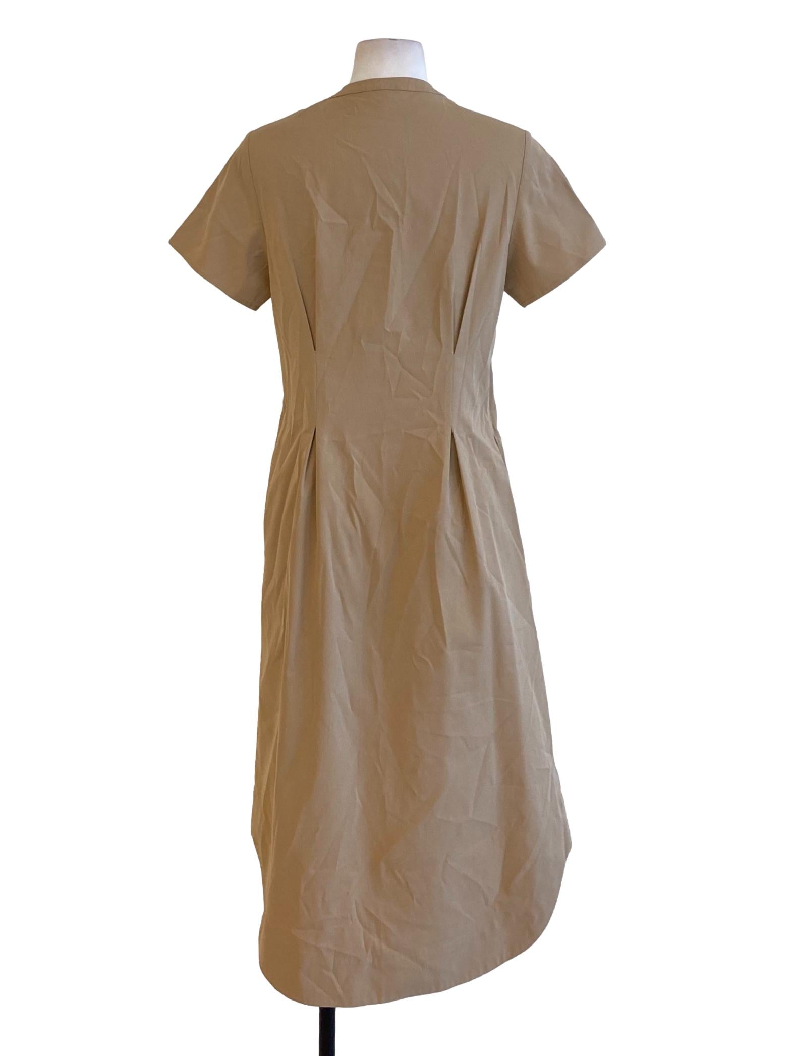 Sandcastle Brown High Neck Buttoned Down Bodycon Shirt Dress