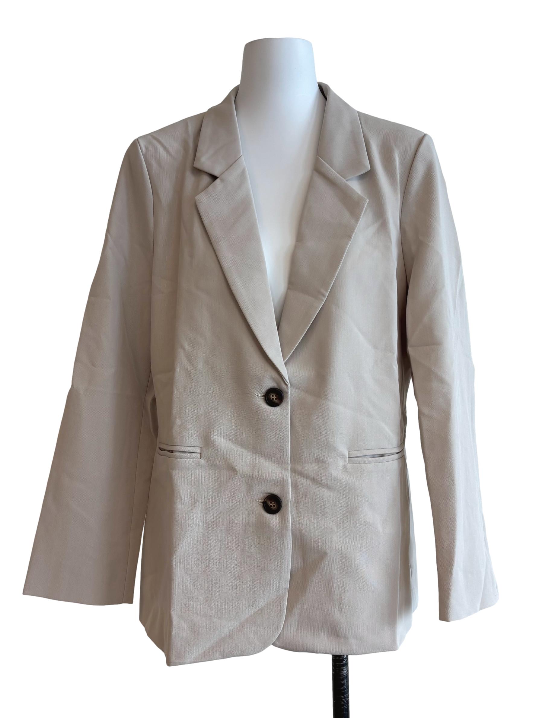 Sand White Buttoned Blazer