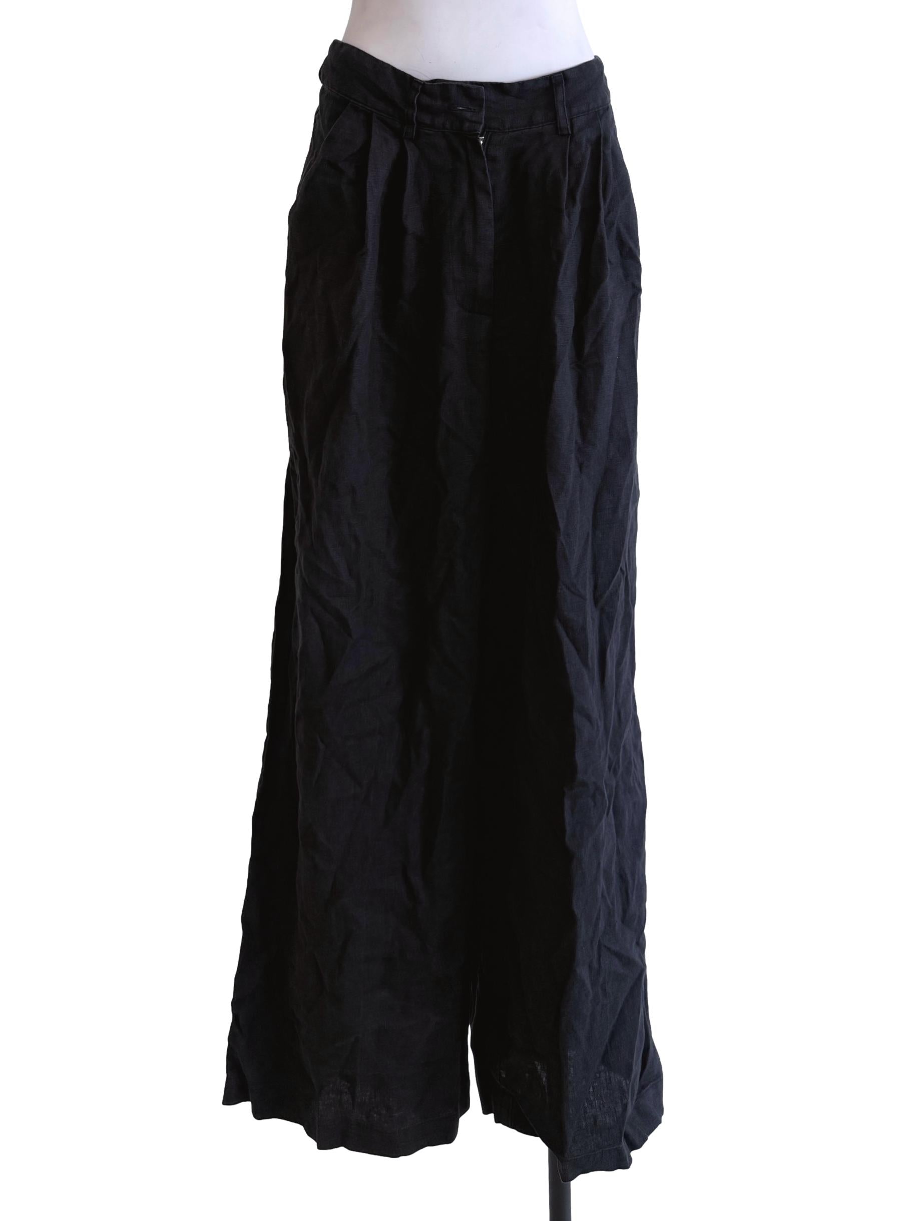 Black Plain Wide Leg Pants