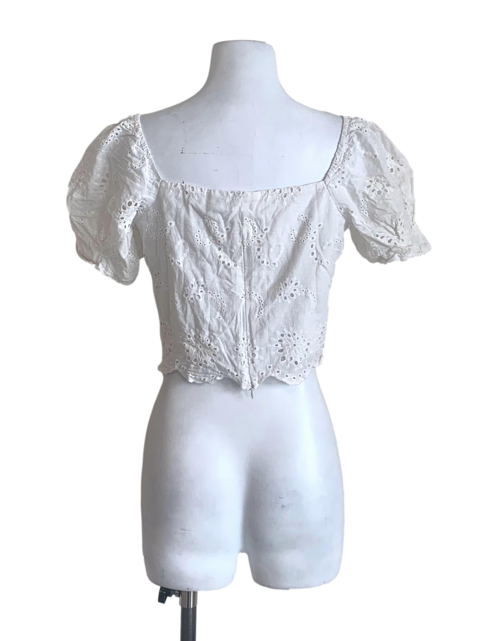 Cotton White Eyelet Empire Top