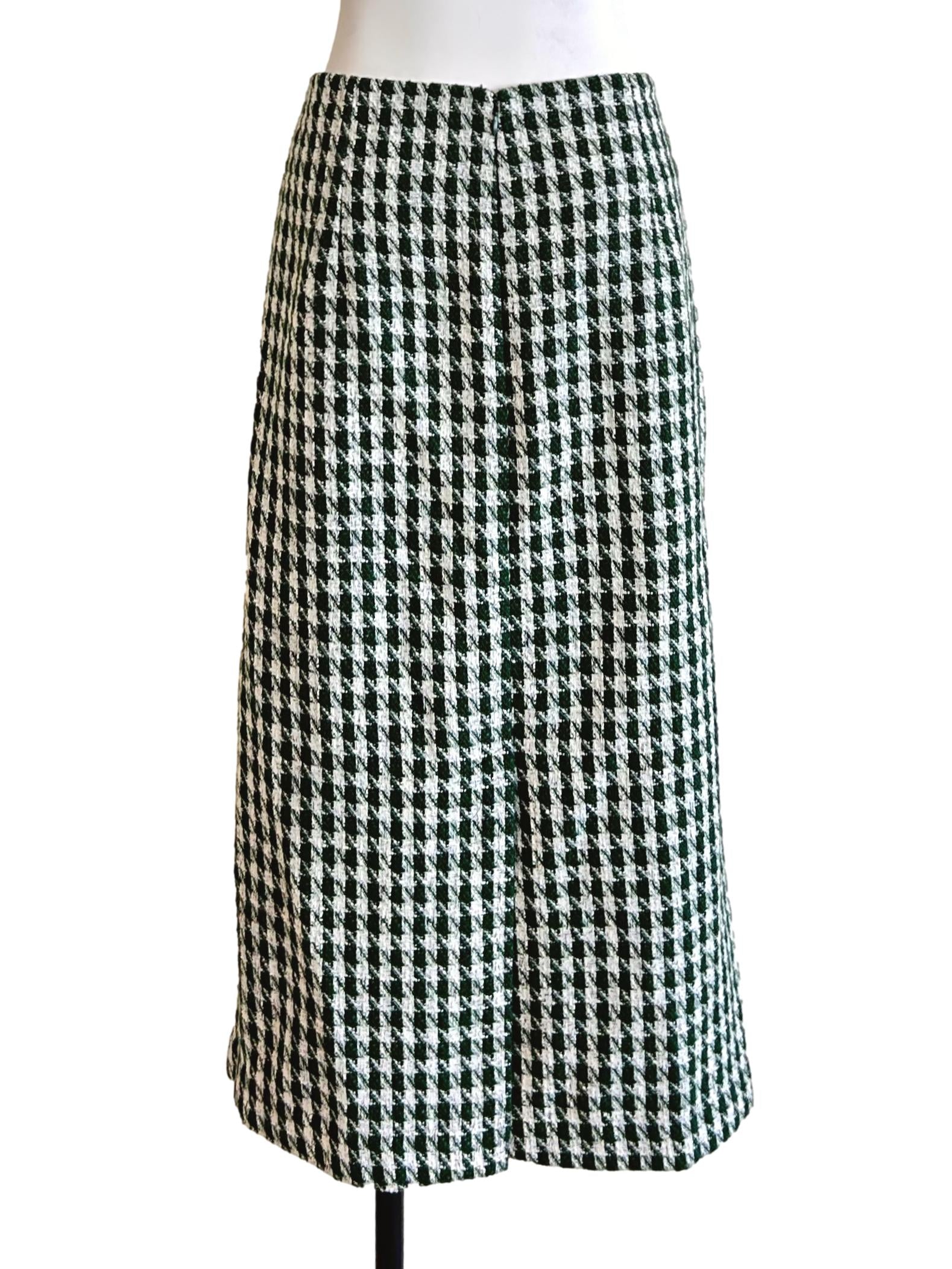 Green White Houndstooth Skirt LB