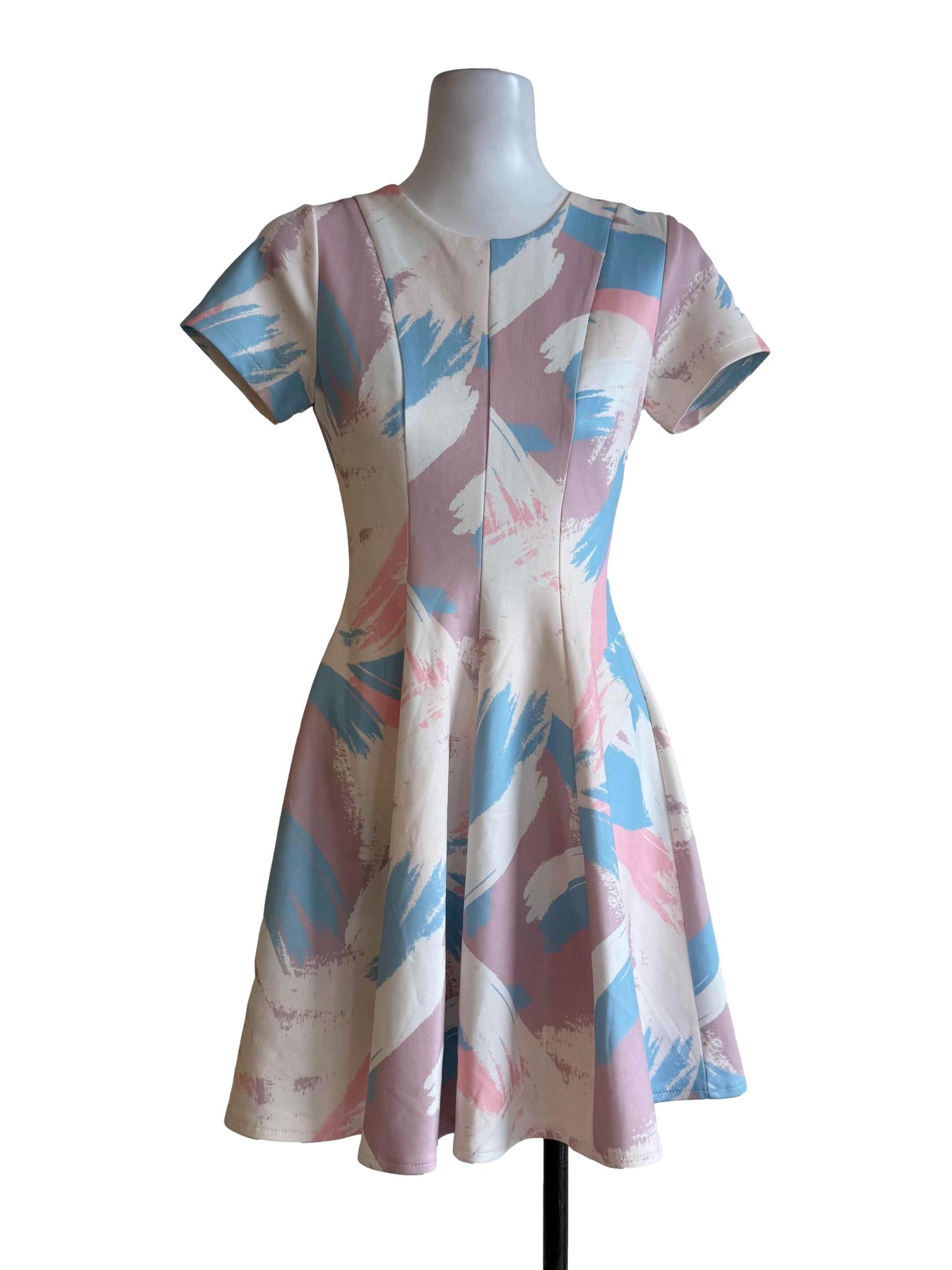 Pastel Multi-Color Short Sleeve Dress