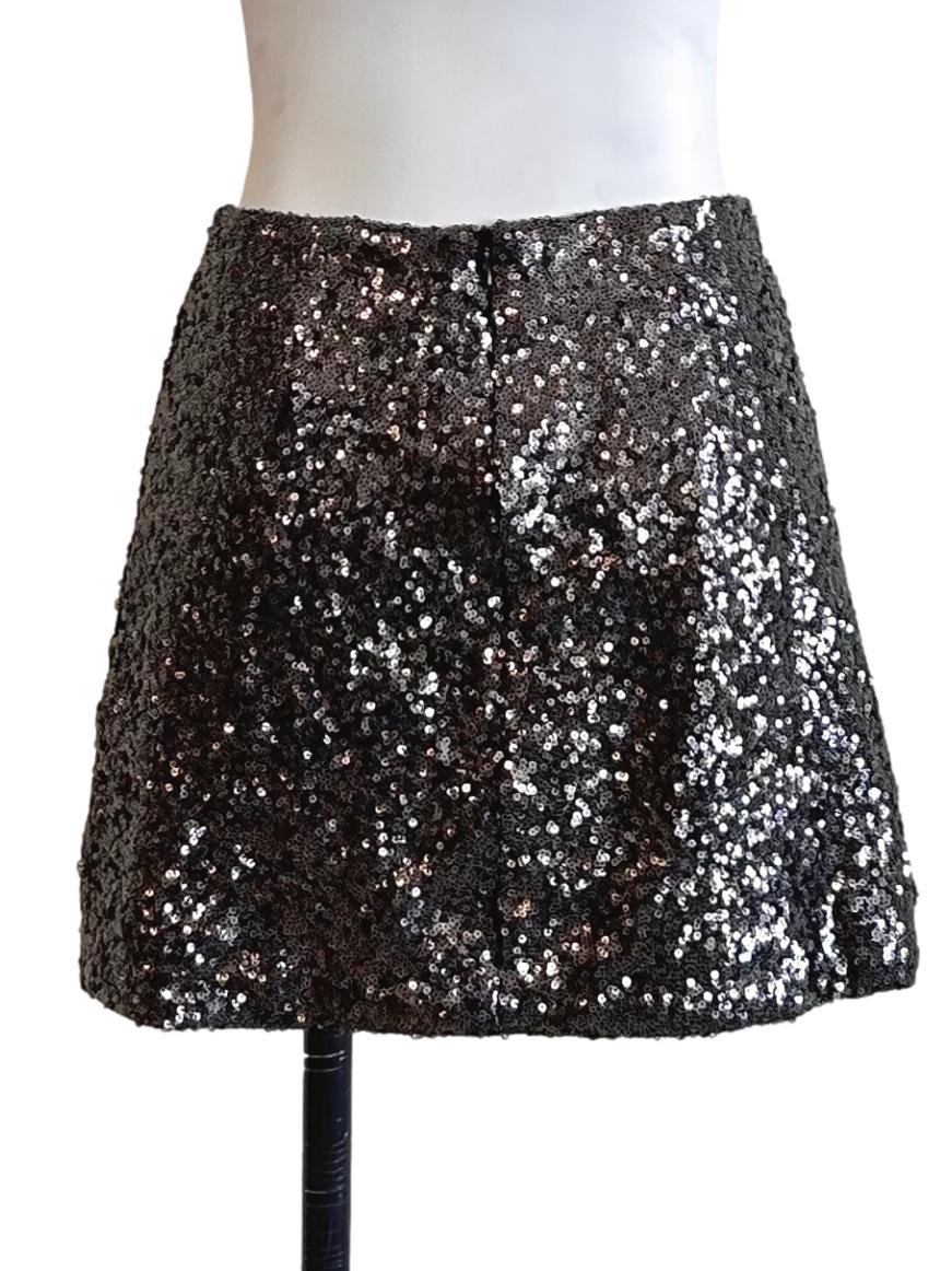 Charcoal Sequin Mini Skirt
