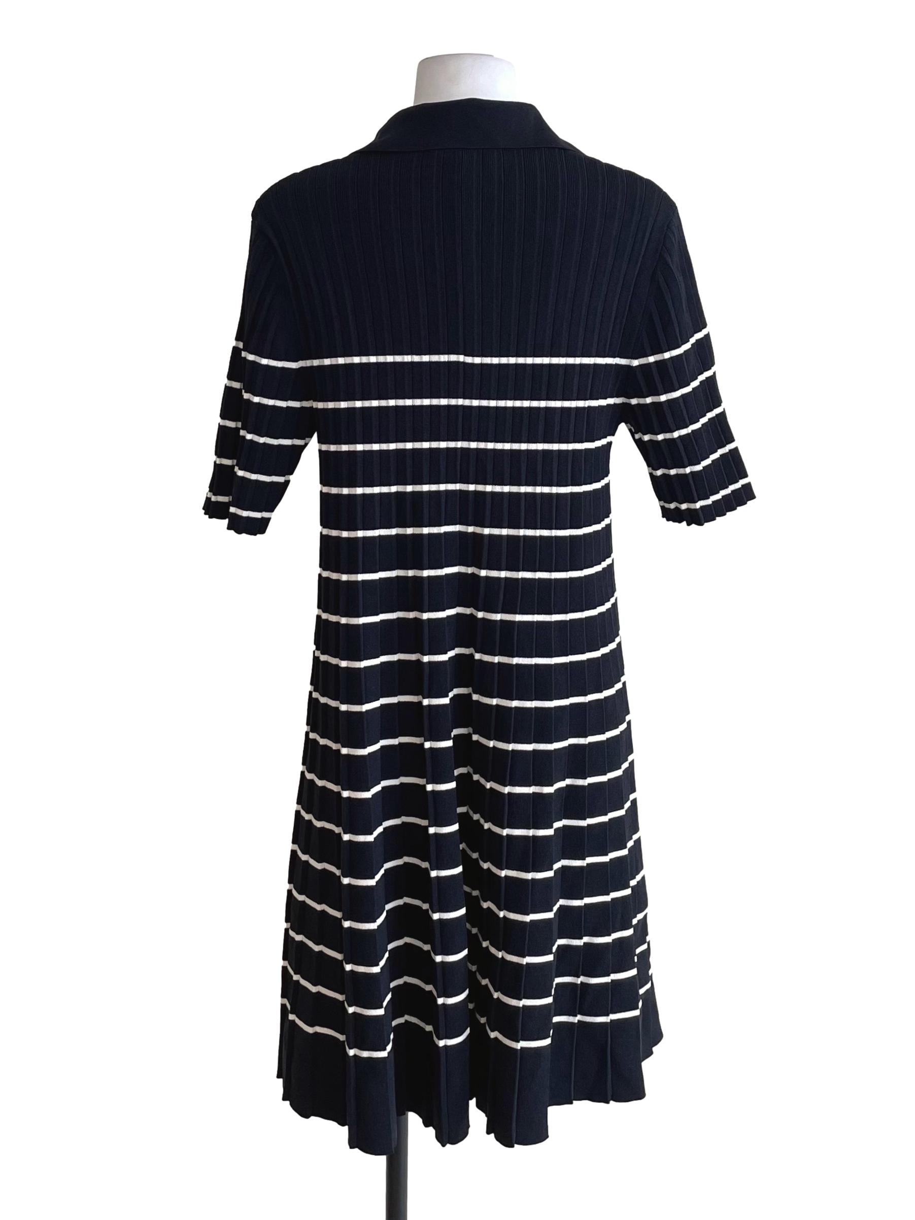 Black & White Stripes Pleated Johnny Knit Dress