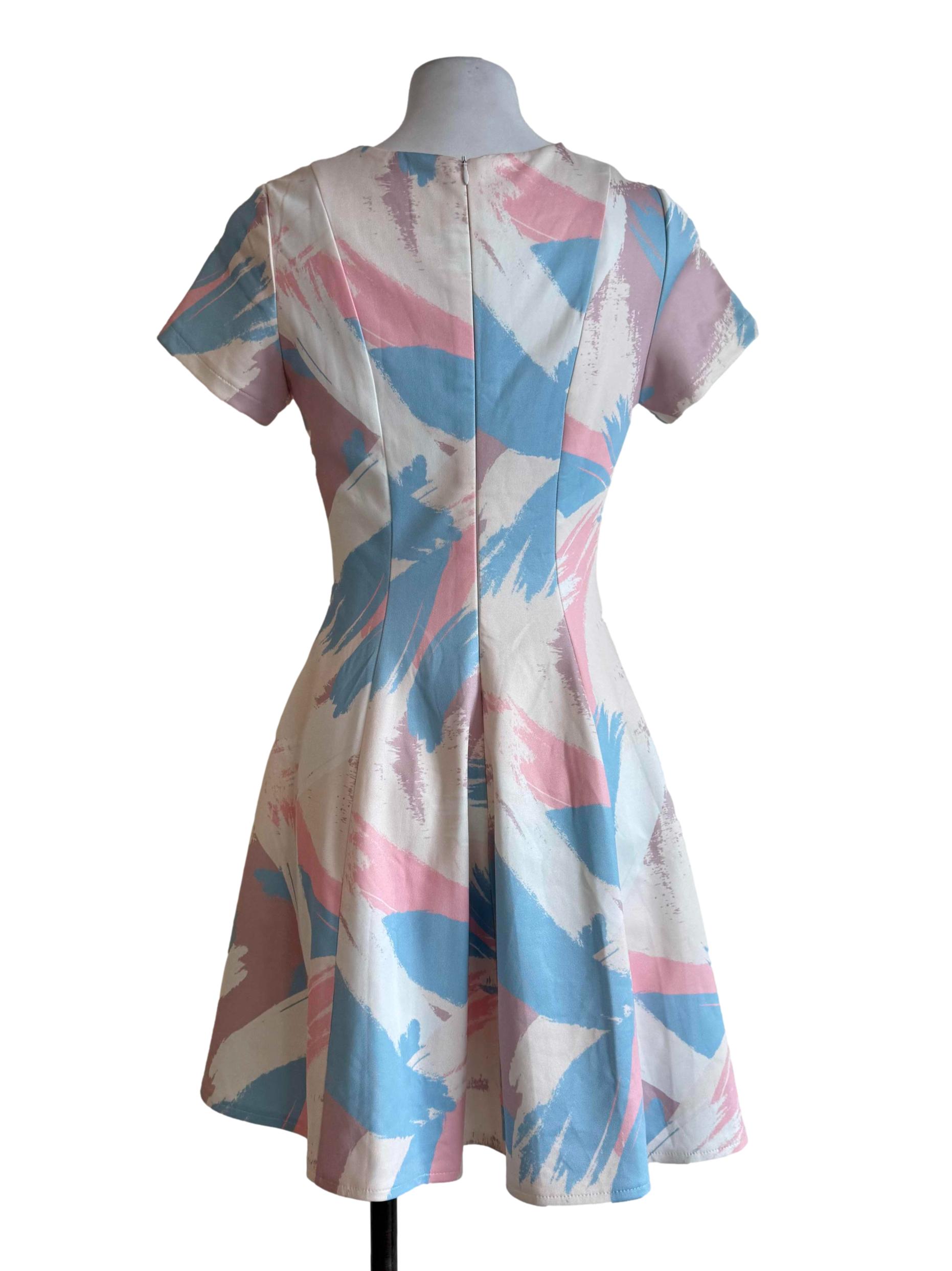 Pastel Multi-Color Short Sleeve Dress