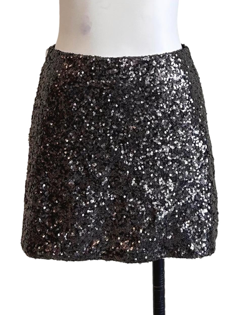 Charcoal Sequin Mini Skirt