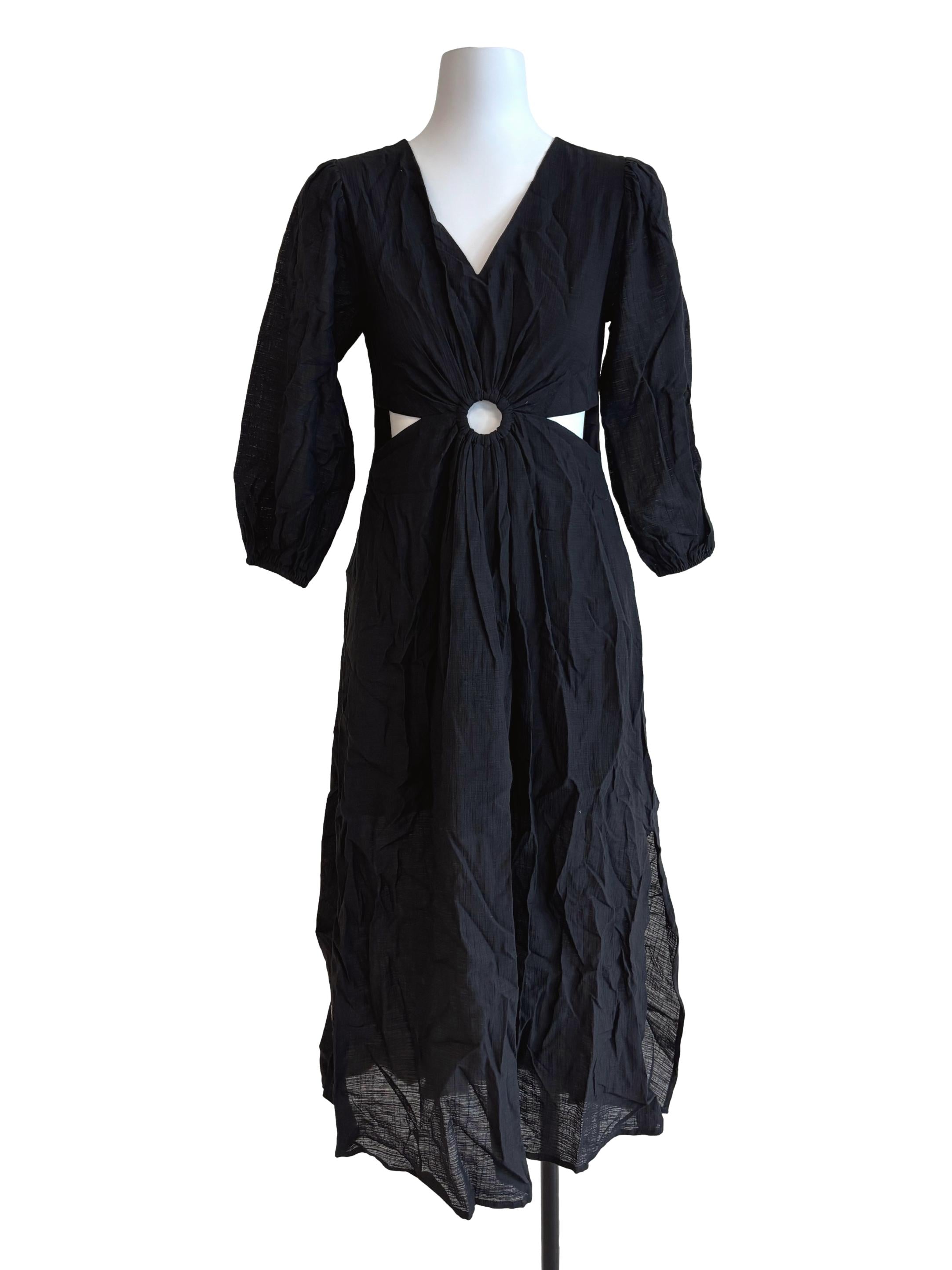 Raven Black Cinched Waist Dress