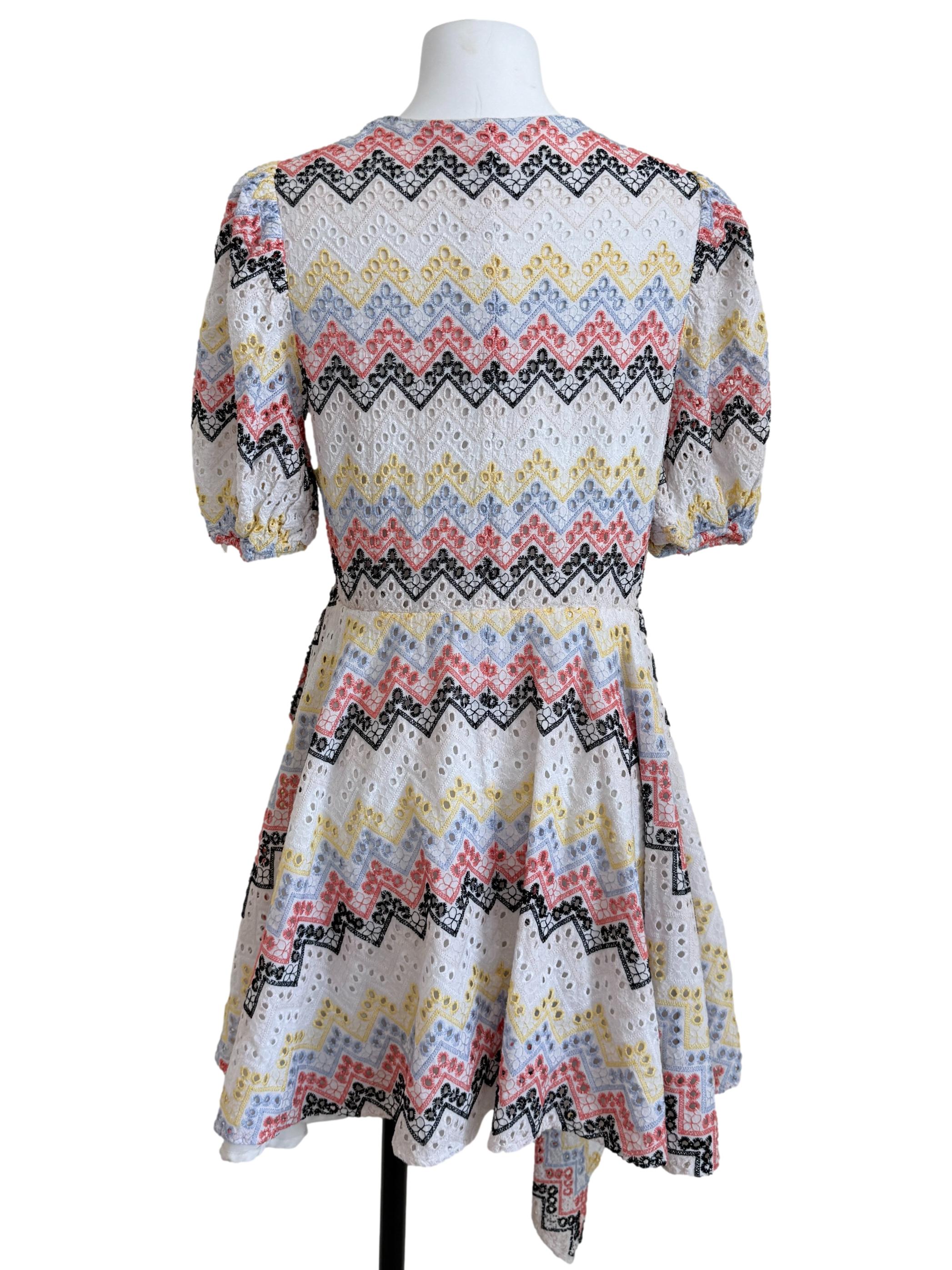 Multicolor Lace V-Neck Wrap Dress