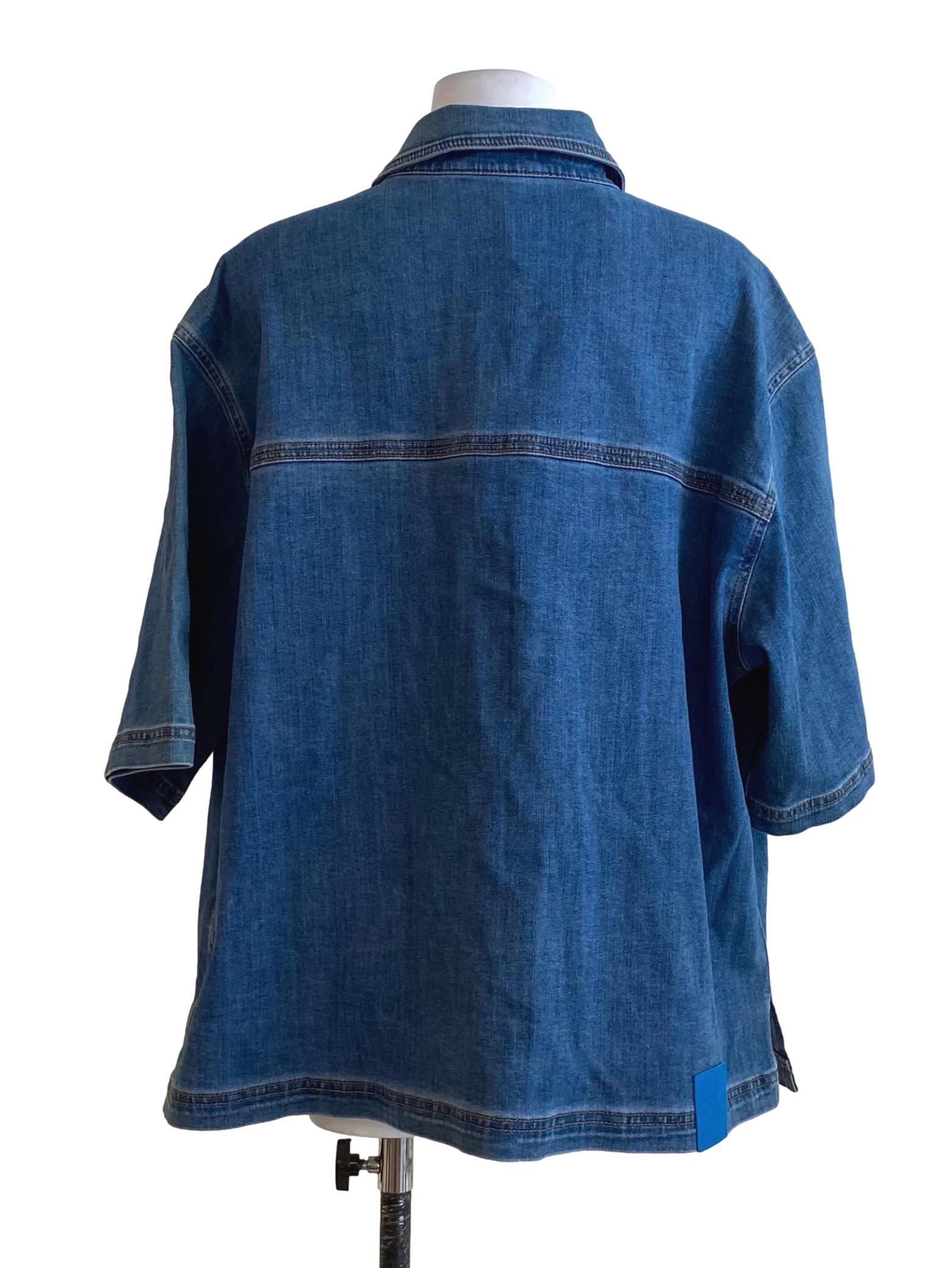 Deep Denim Blue Button Down Boxy Top