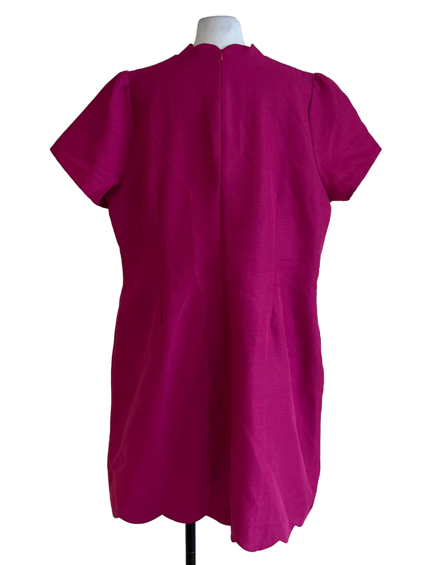 Fuscia Pink Mandarin Collar Empire Dress