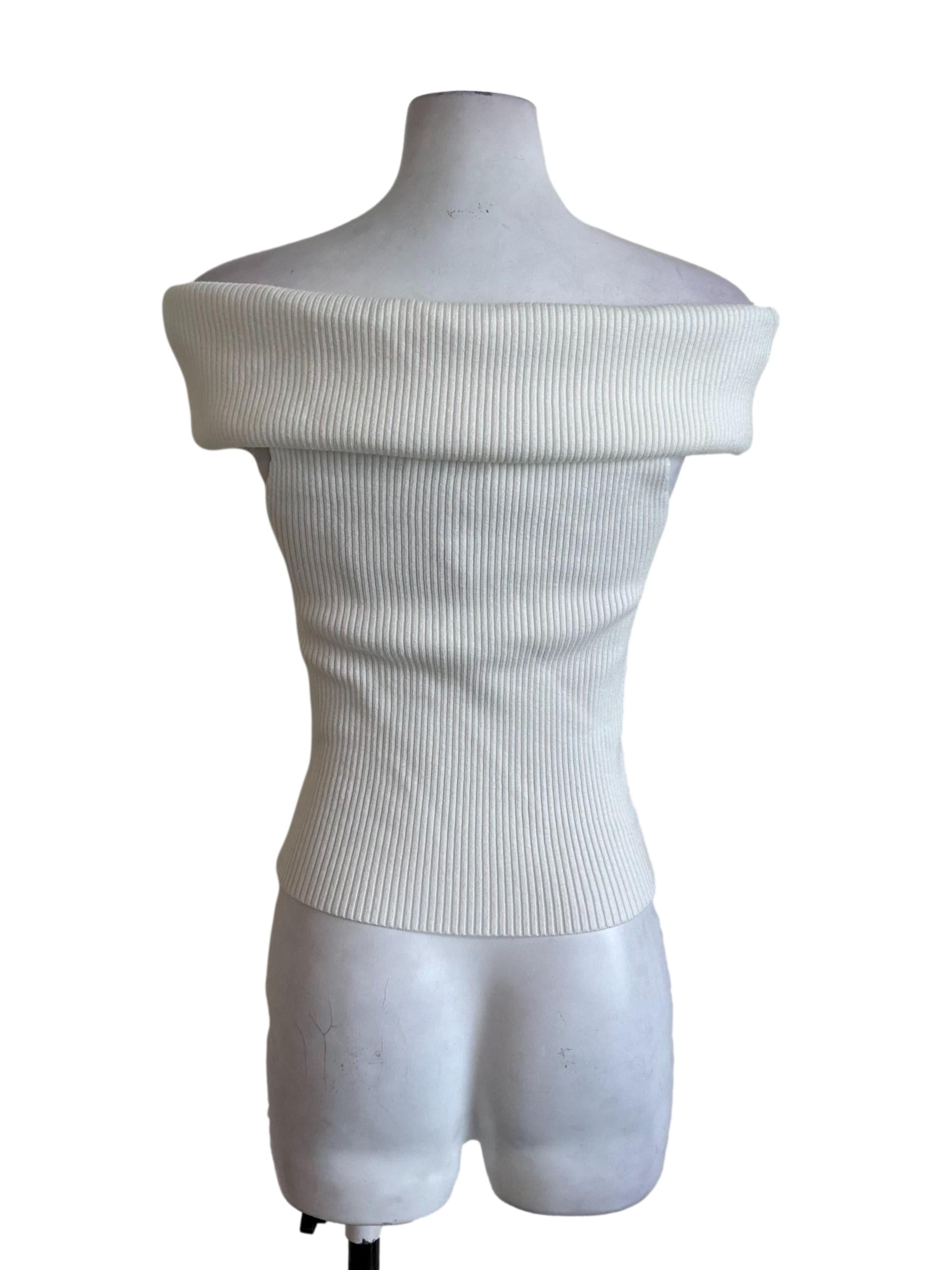 Cream White Knit Off Shoulder Top