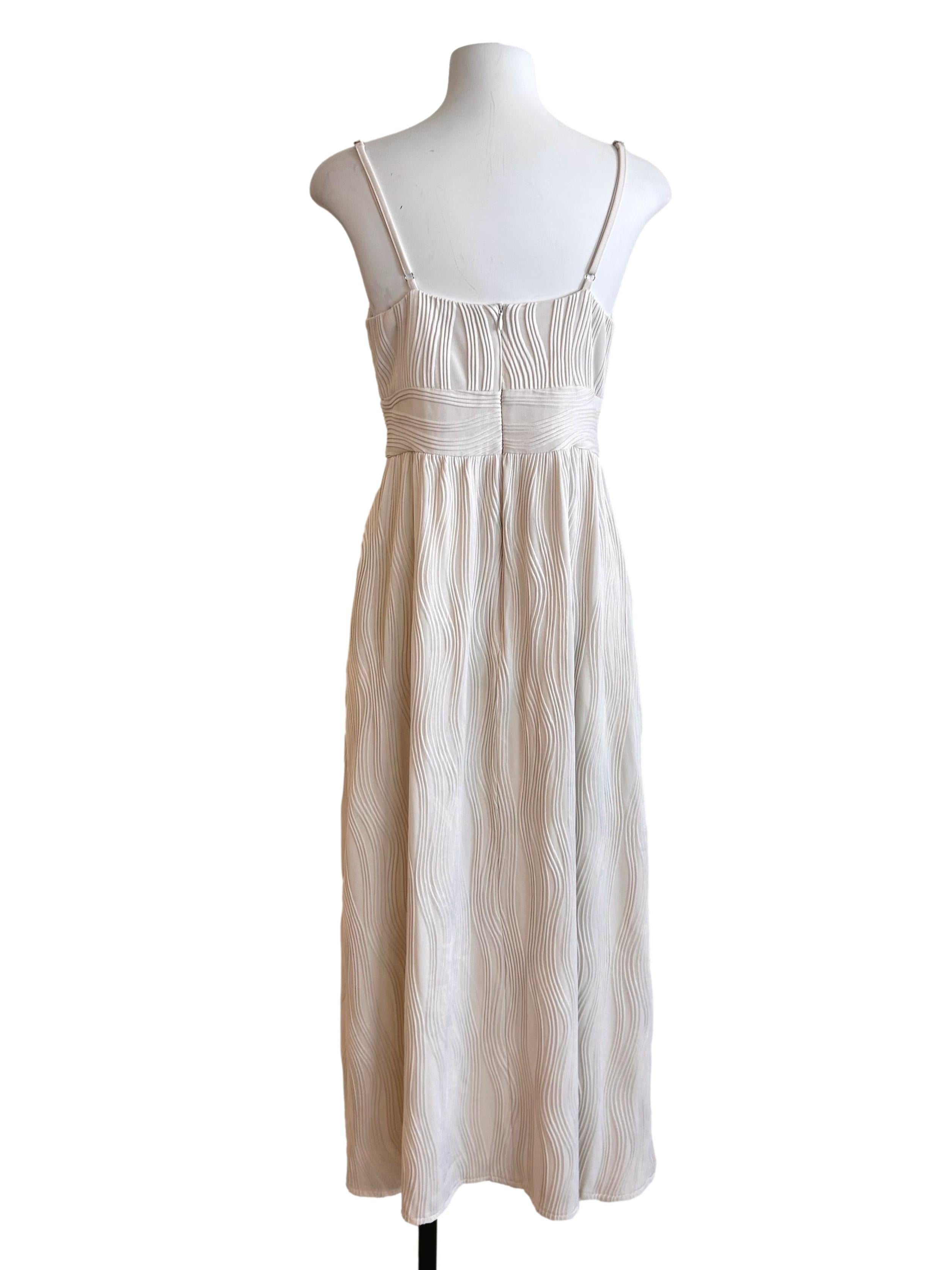 Cream Textured Sleeveless Maxi Dress