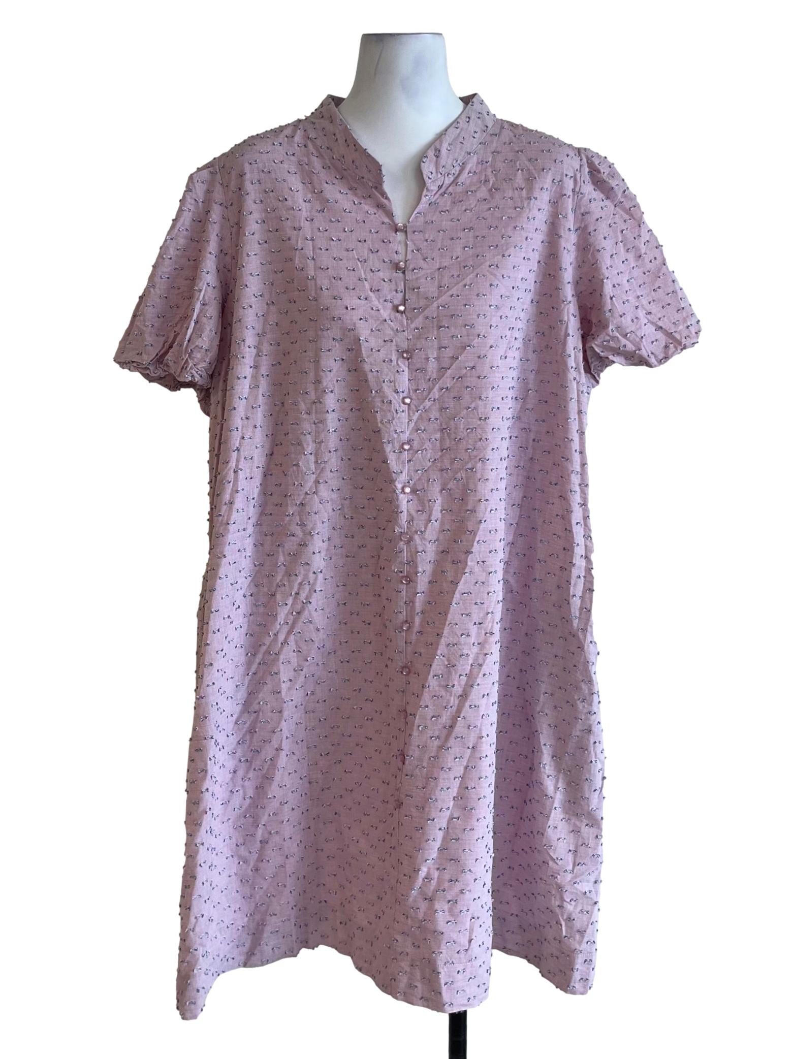 Blush Pink Mandarin Collar Empire Dress