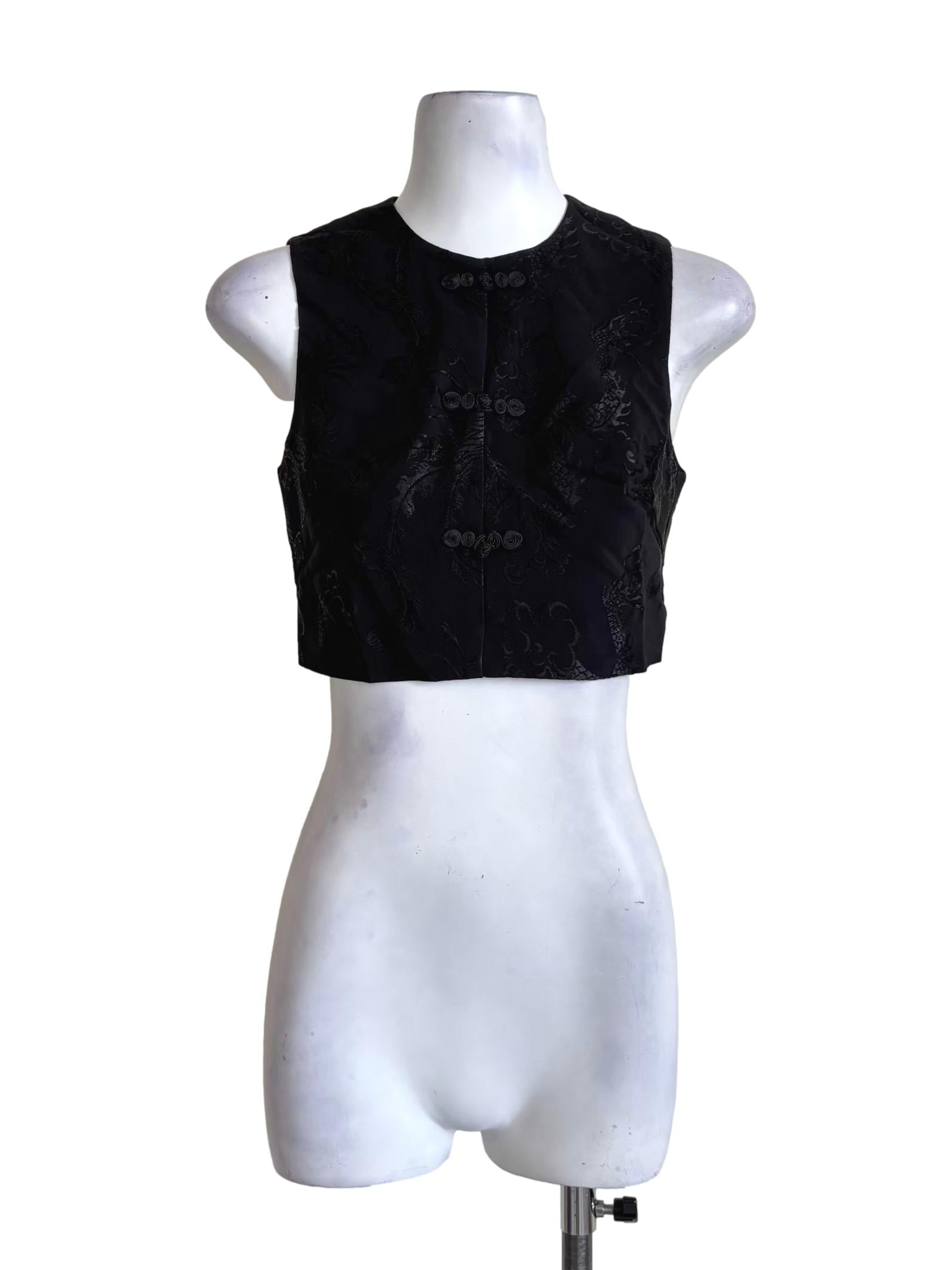 Black Embroidered Cheongsam Top