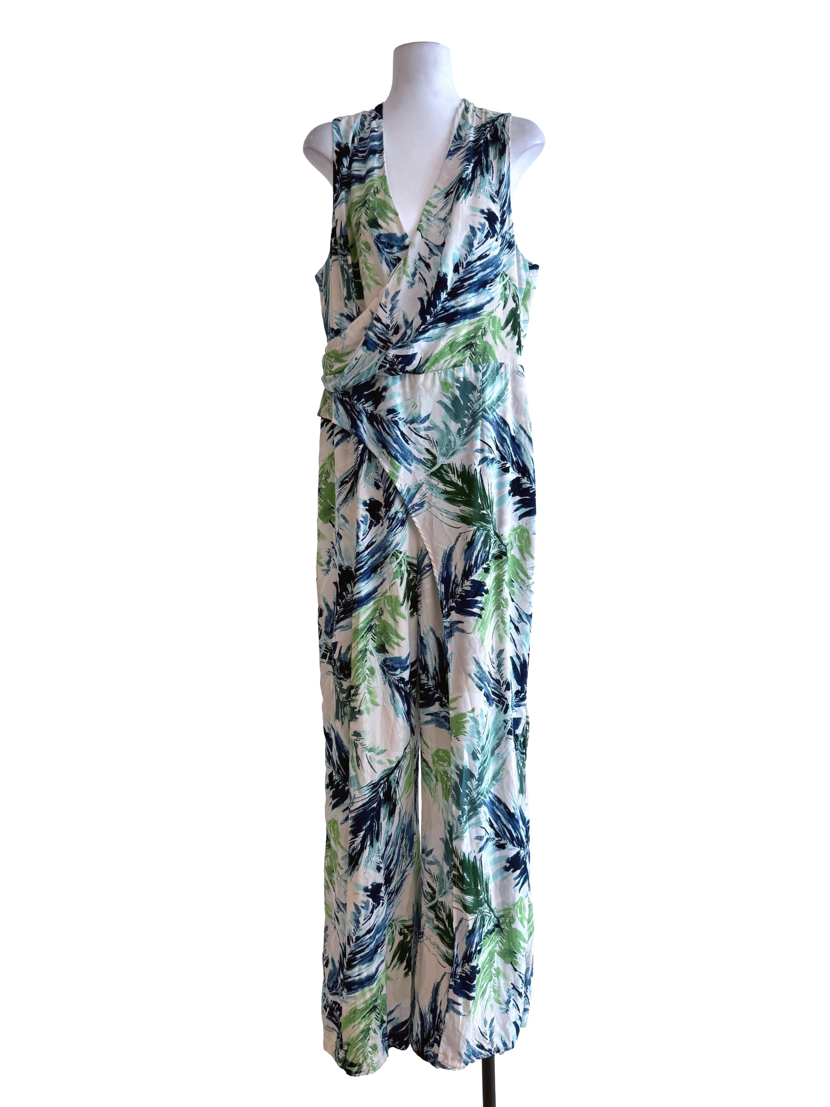 Green Leafy Printed Jumpsuit