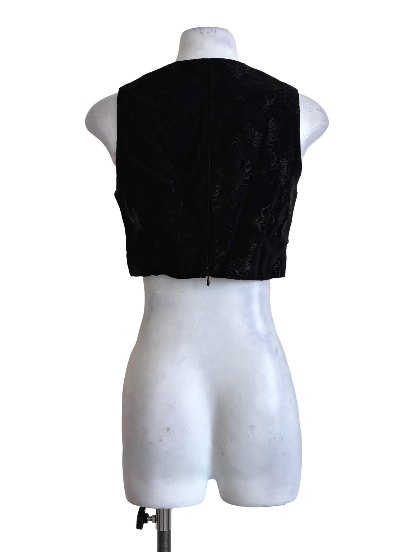Black Embroidered Cheongsam Top