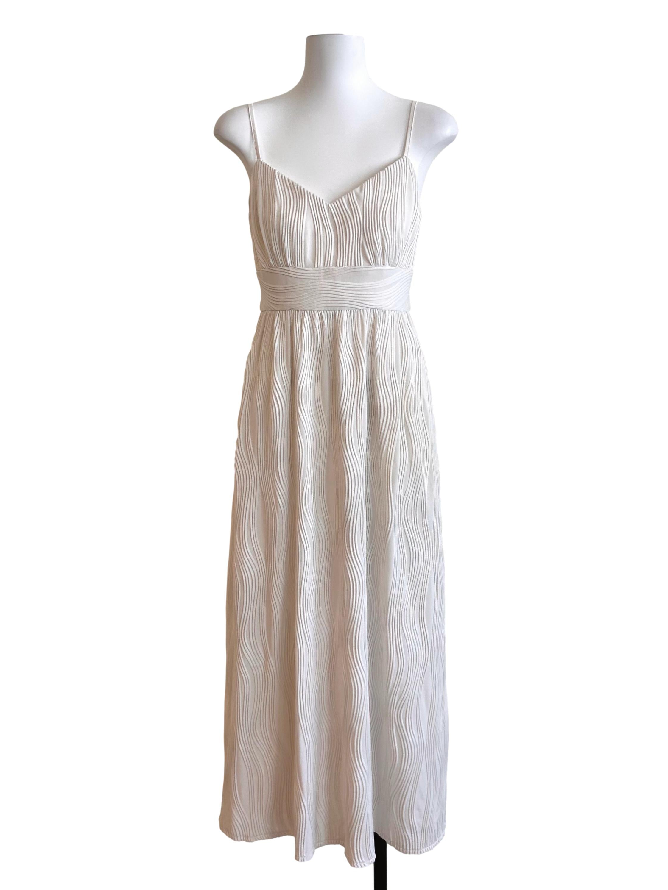 Cream Textured Sleeveless Maxi Dress