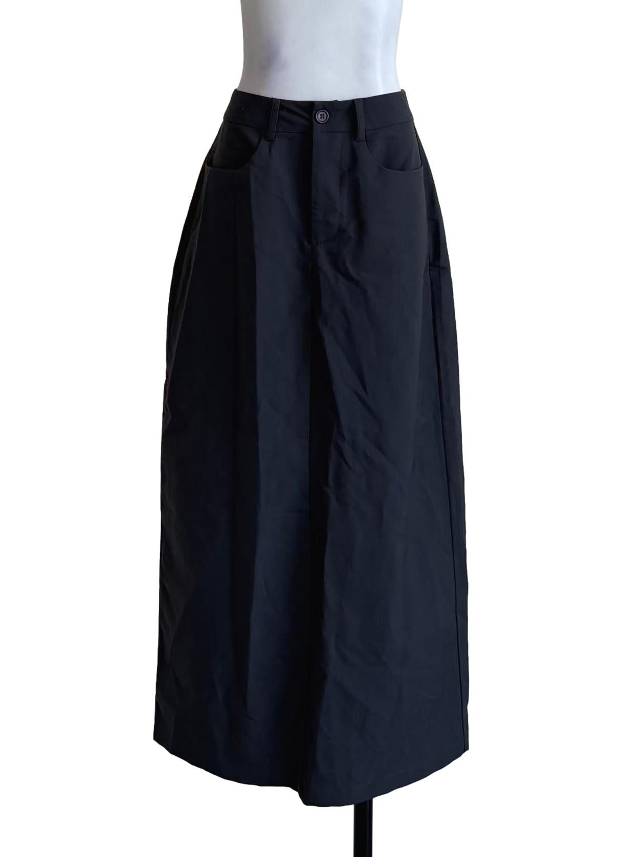 Charcoal Cotton Midi Skirt TTR