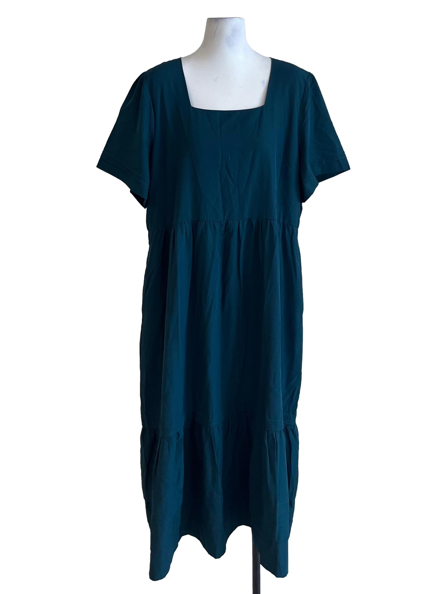 Ocean Blue Square Neckline Empire Dress