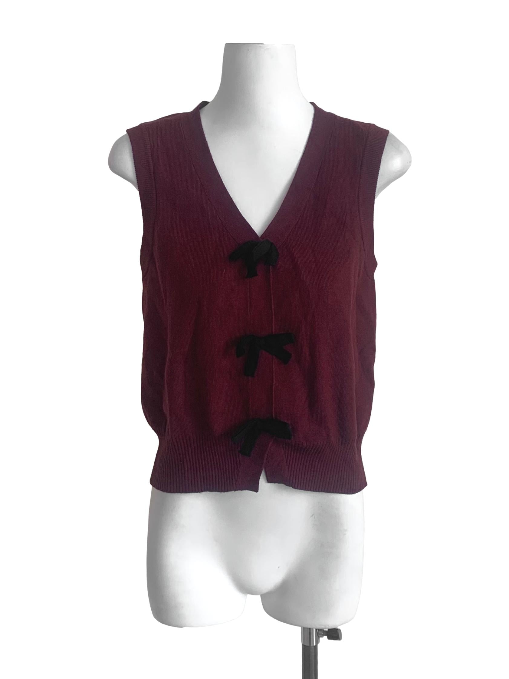 Garnet Red Deep V Neck Top