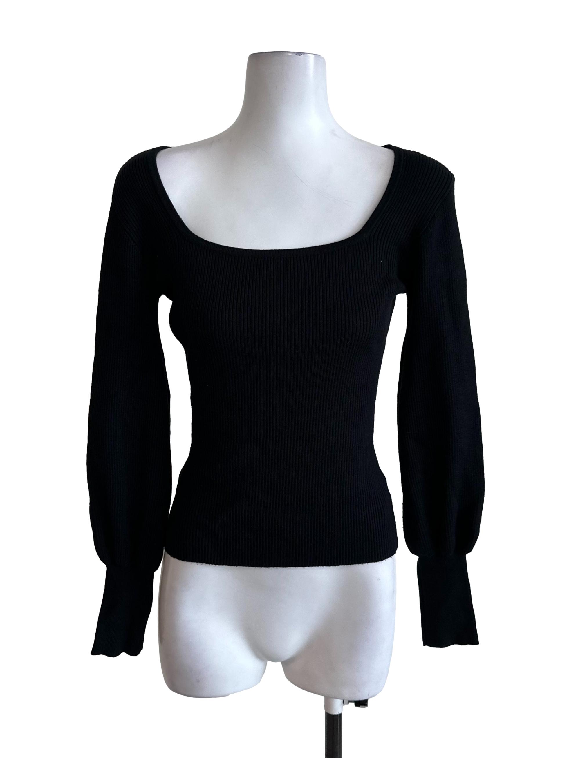 Raven Black Knit Fitted Top