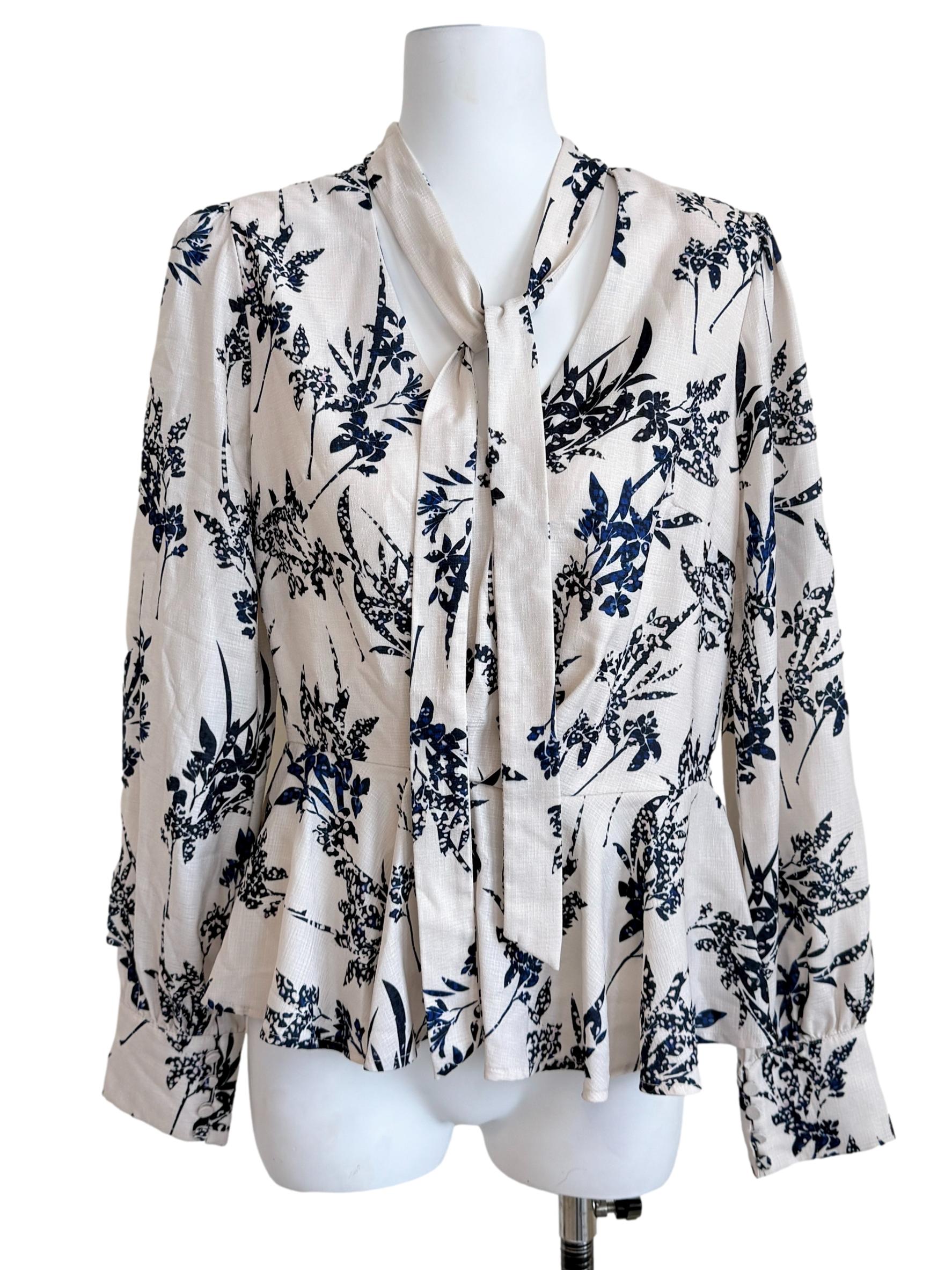 Pearl White Prints Peplum Top