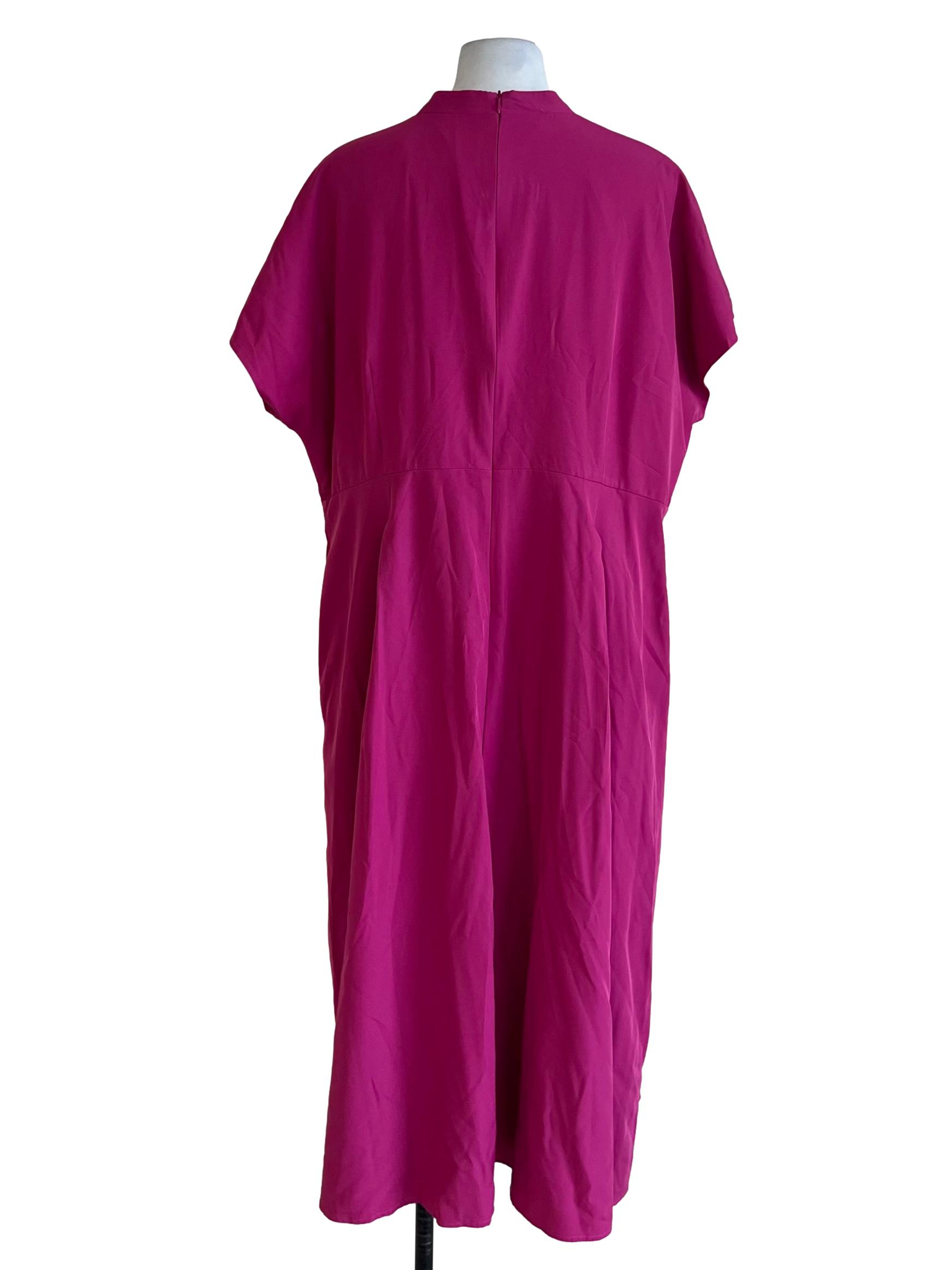 Fuscia Pink Mandarin Collar Empire Dress