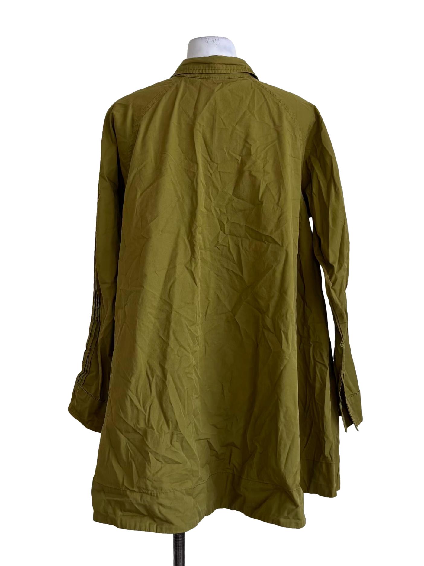 Avocado Buttoned Long Cotton Blouse TEM