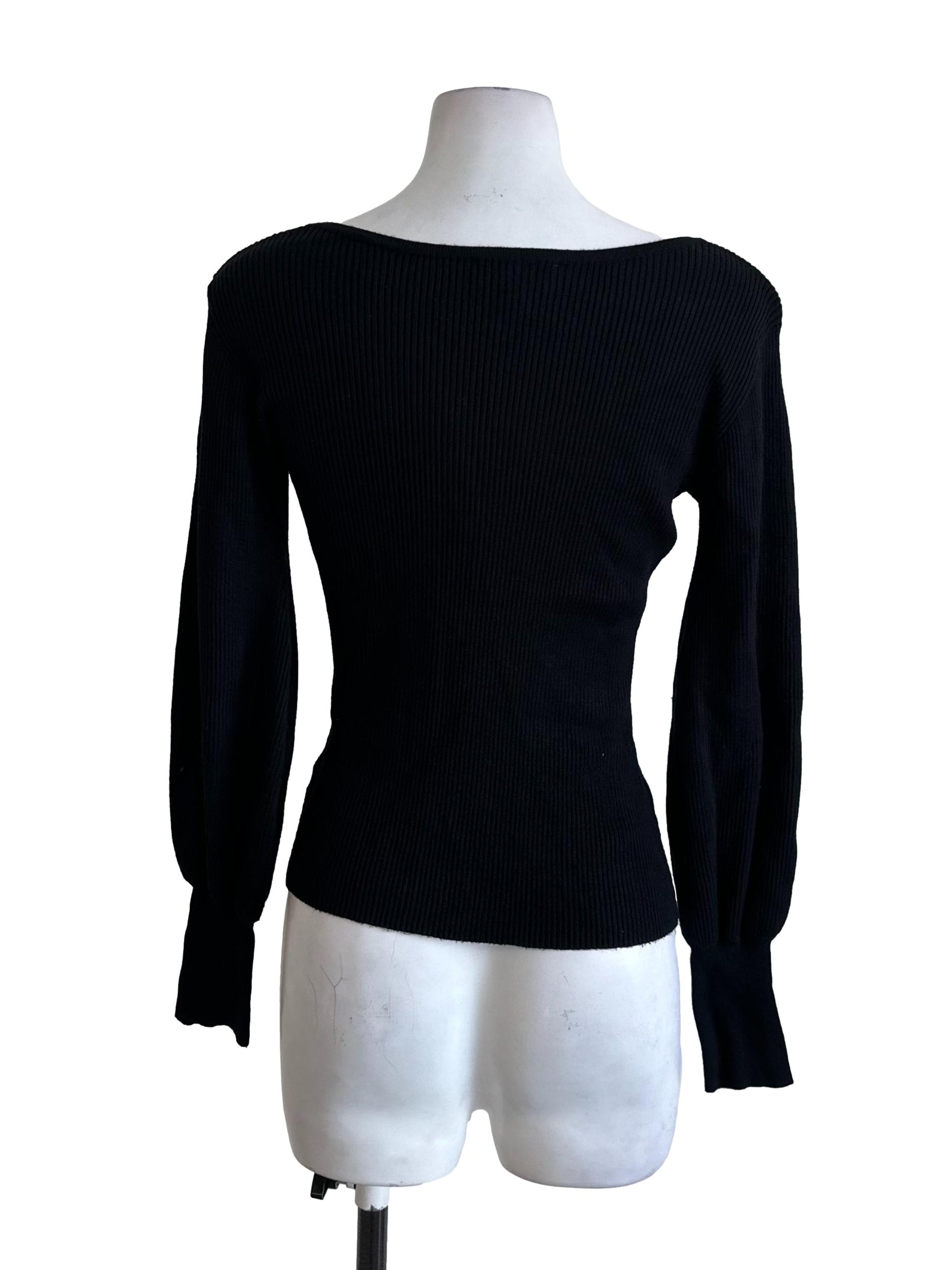 Raven Black Knit Fitted Top