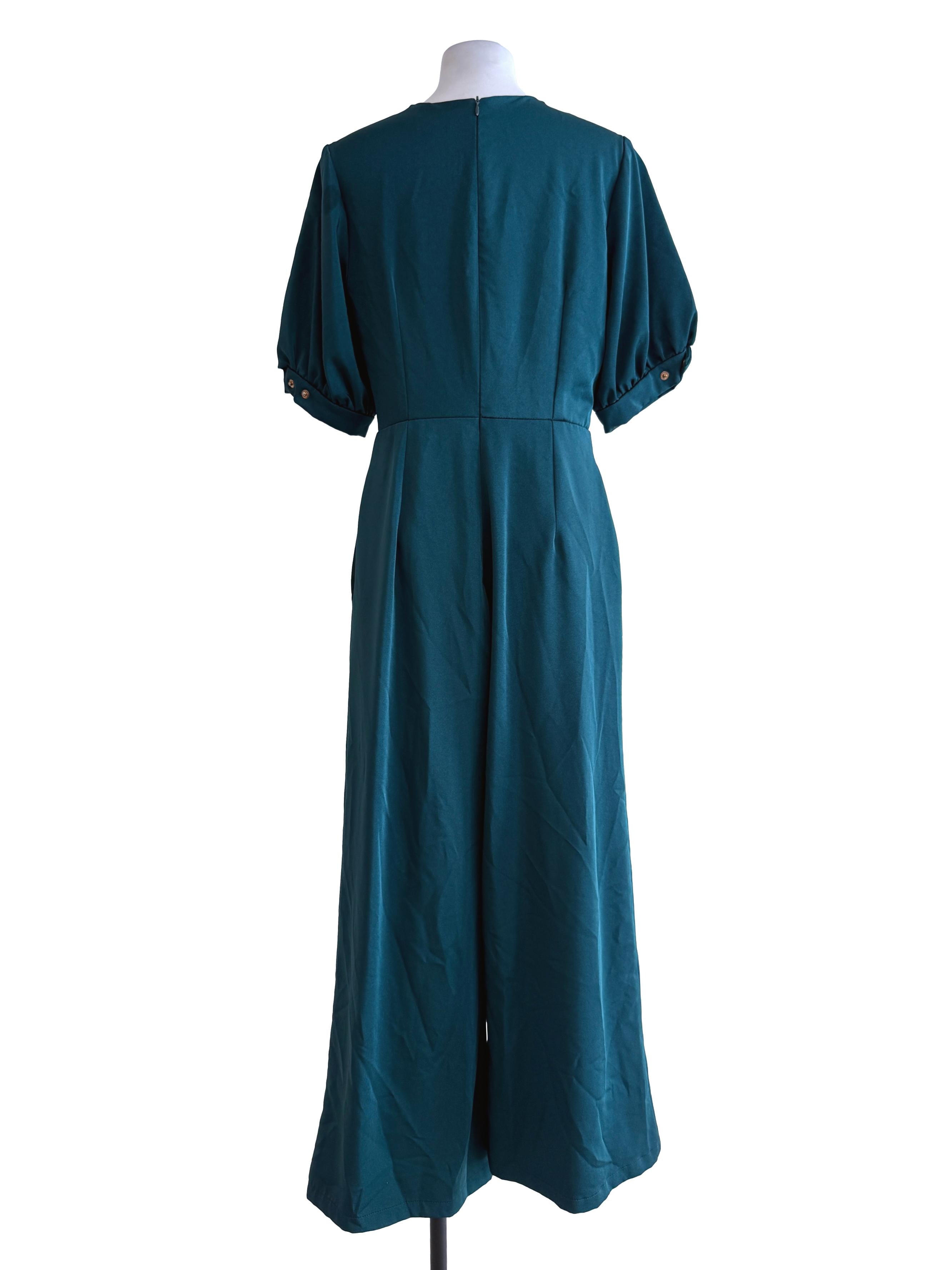 Peacock Green Plain Jumpsuit