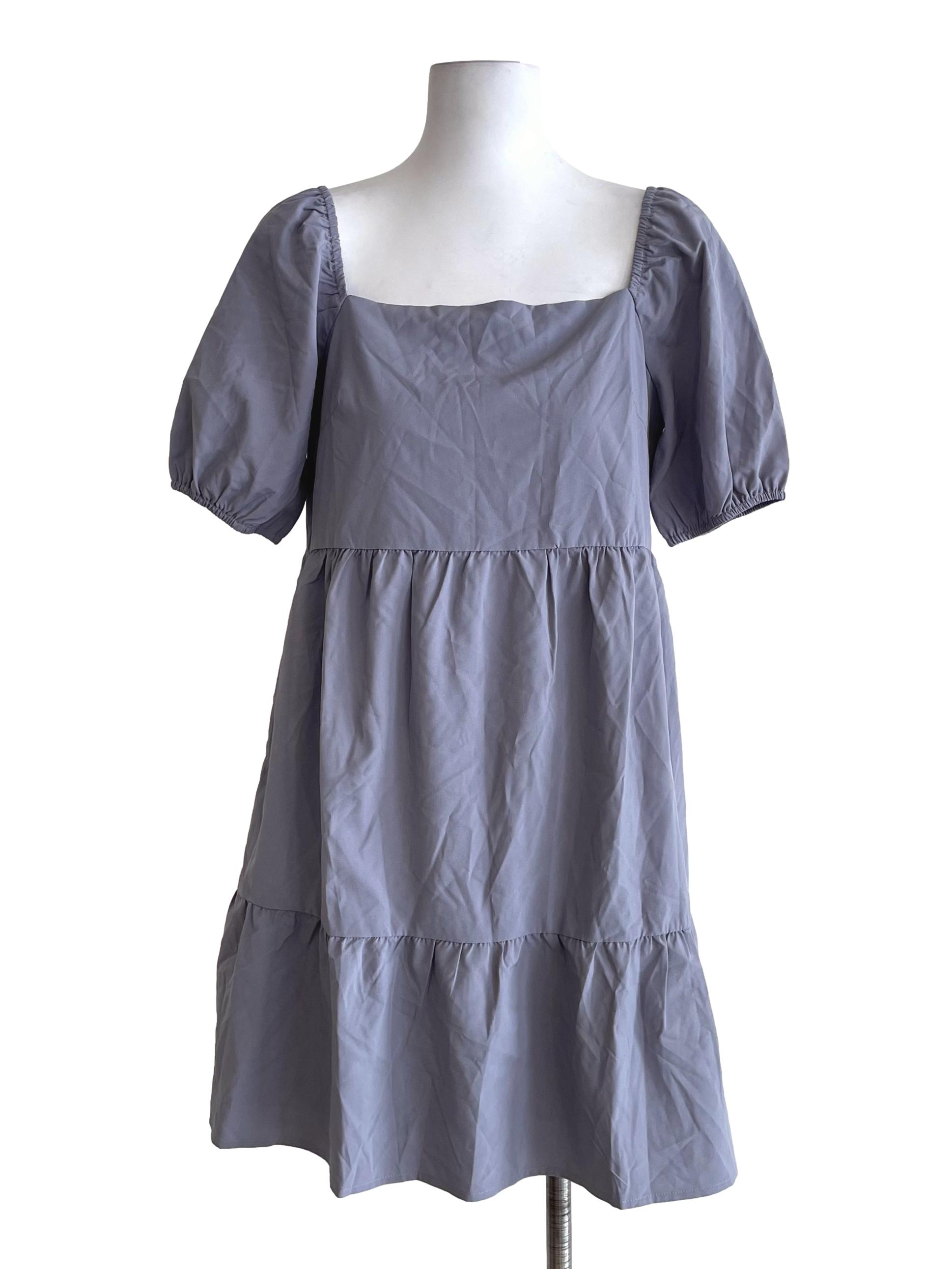 Coin Grey Tiered Babydoll Dress