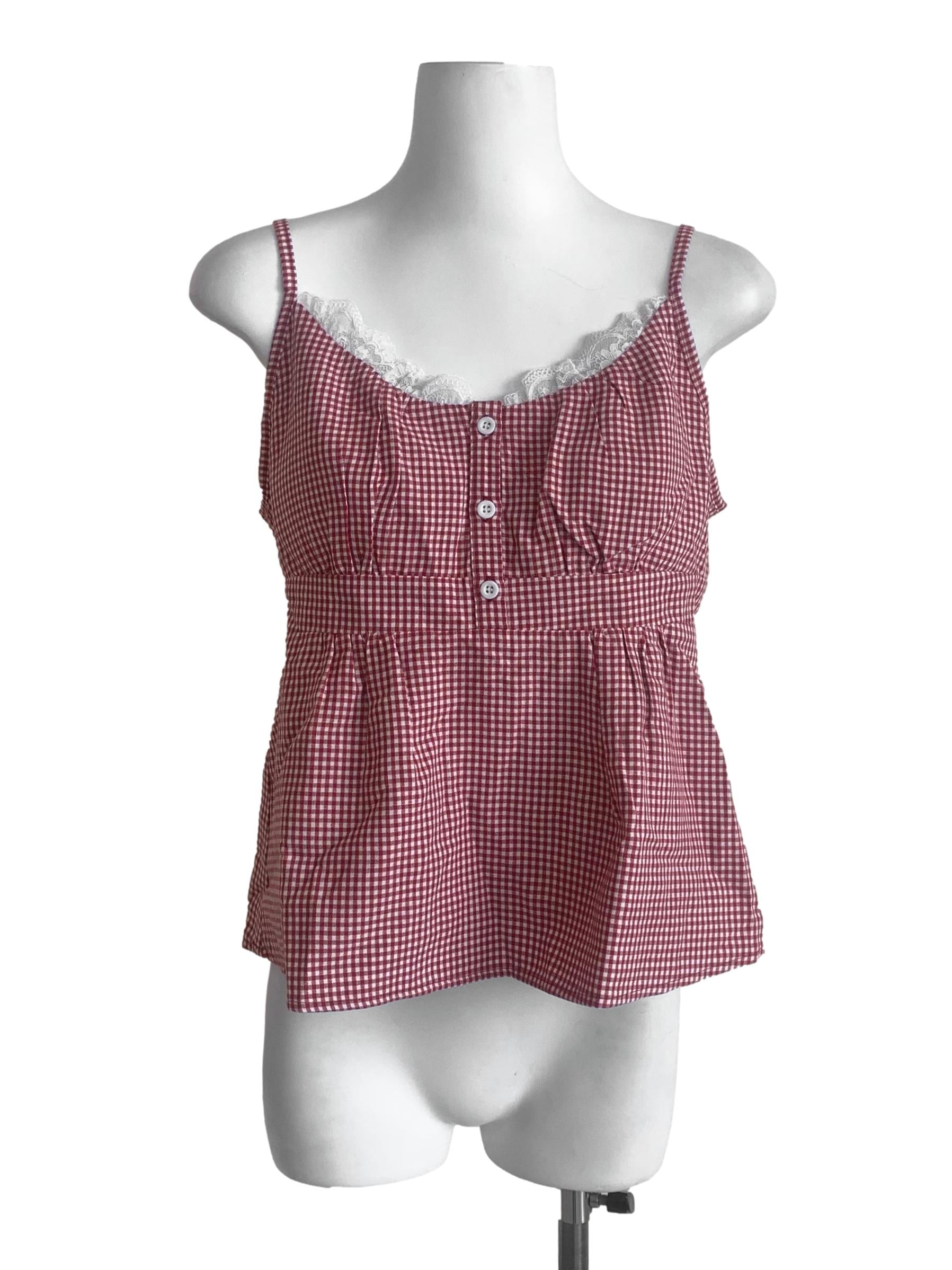 Berry Red Gingham Top