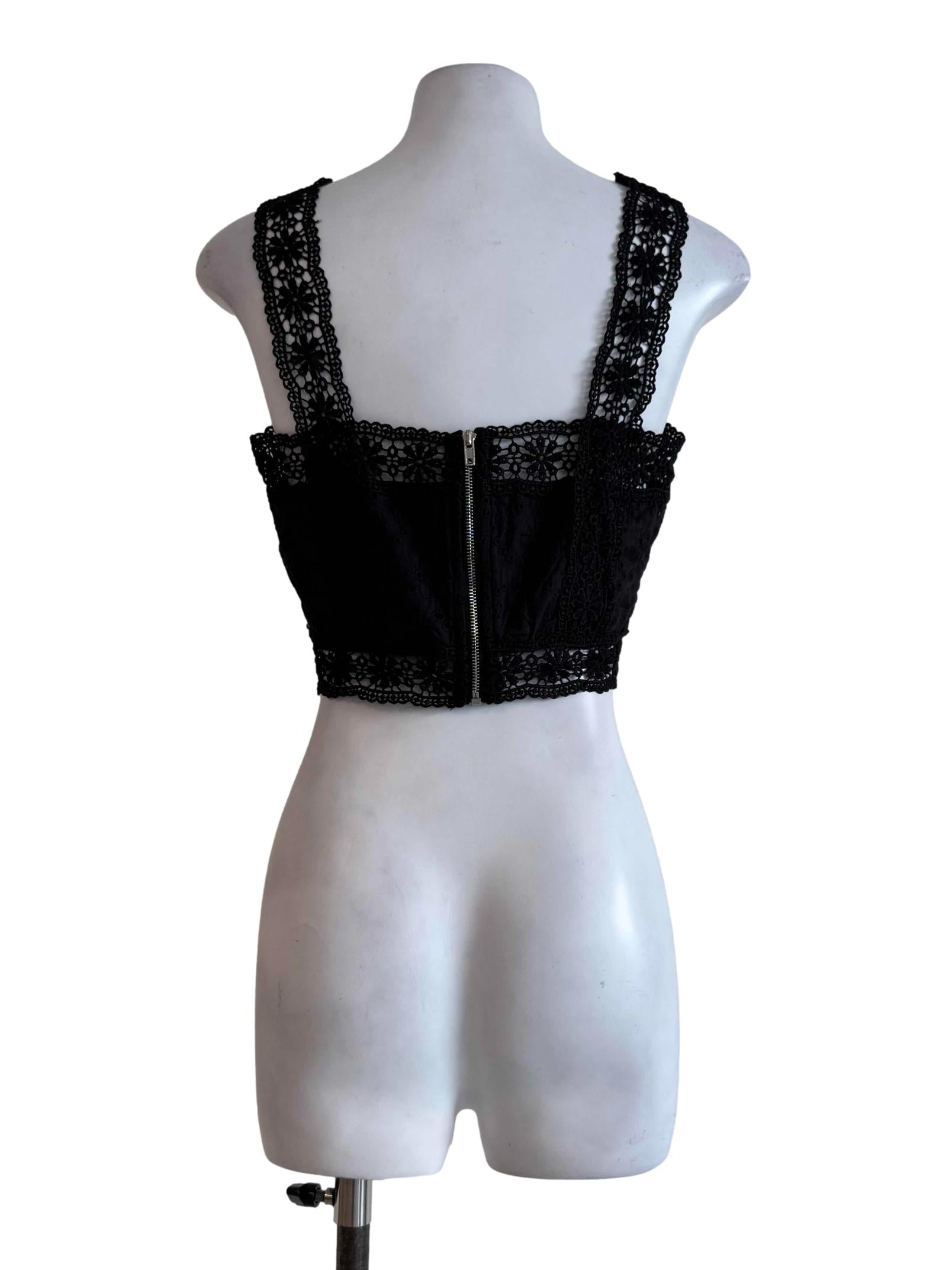 Anchor Black Eyelet Crop Top