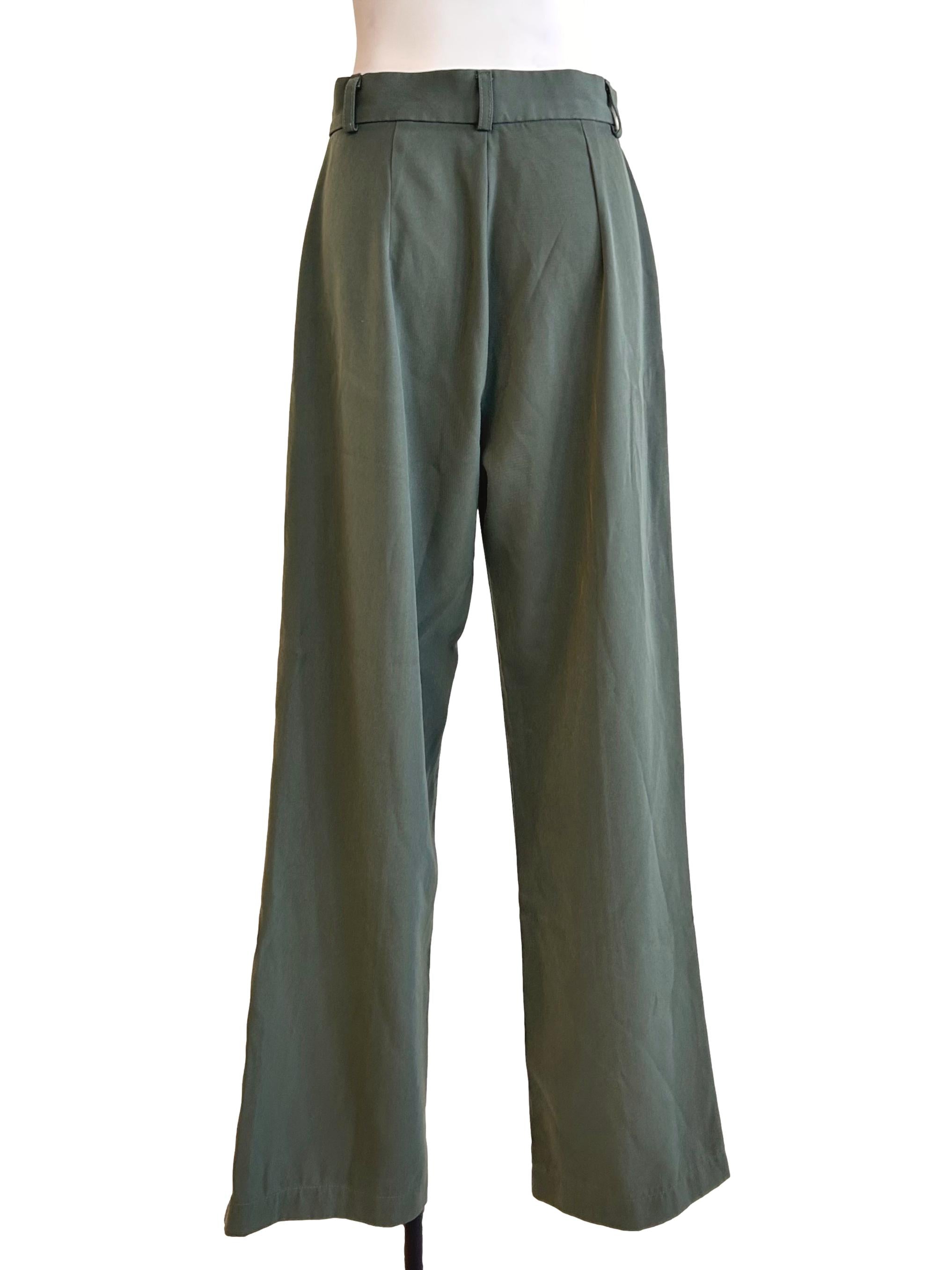 Pine Green Tailored Wide Trousers TEM