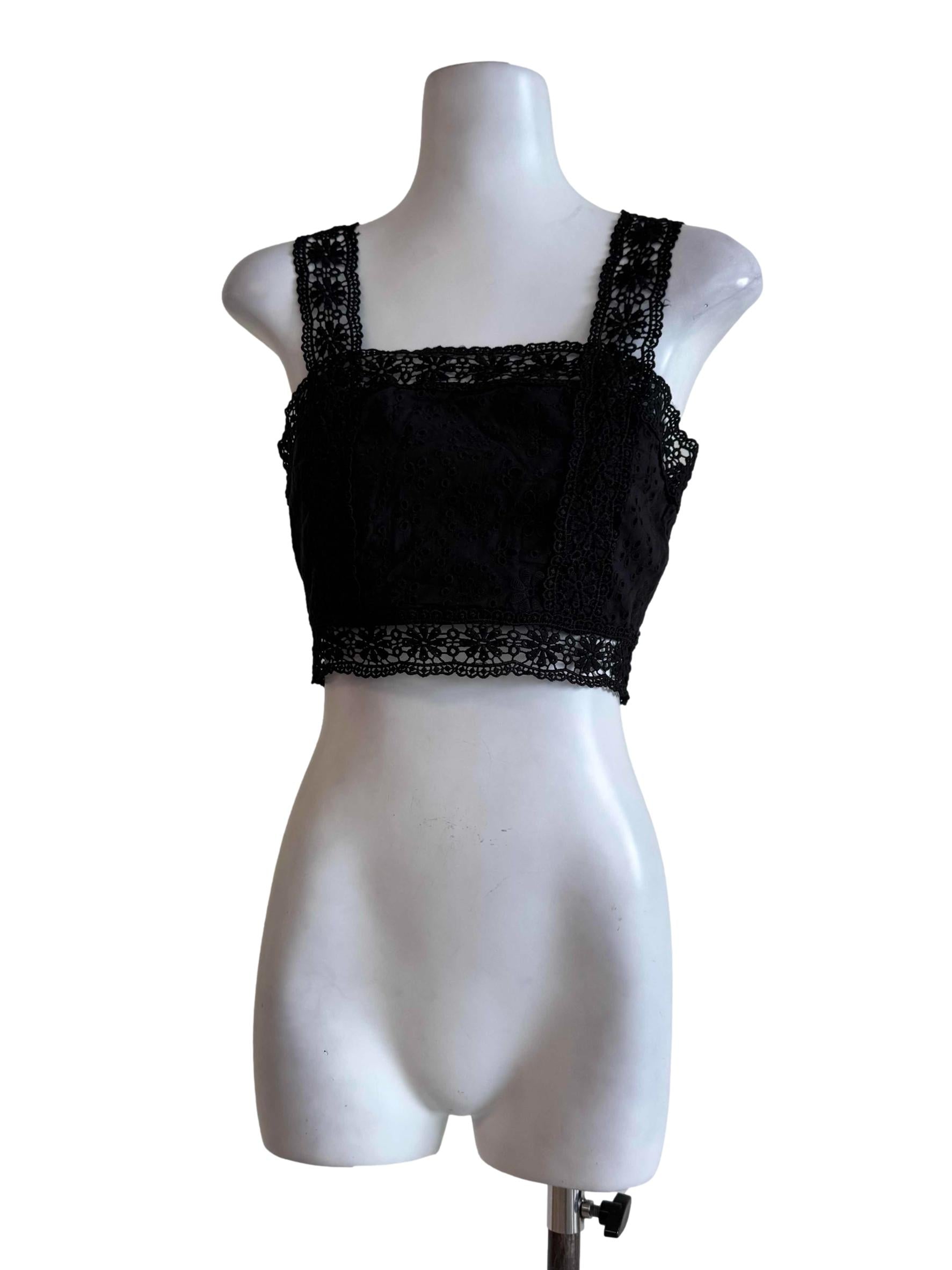 Anchor Black Eyelet Crop Top