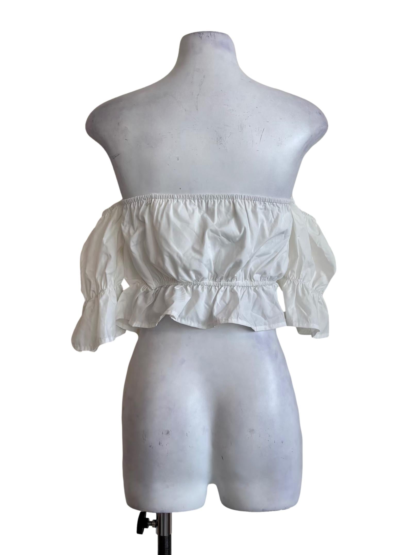 Powder White Off Shoulder Cotton Top TTR