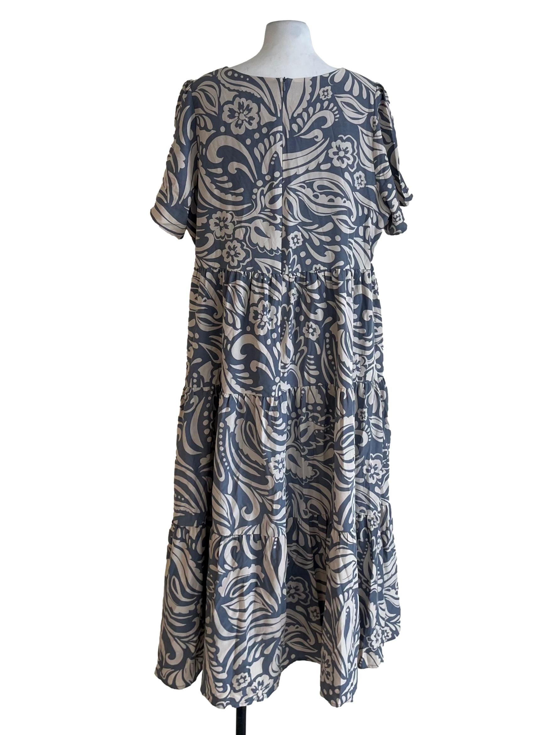 Stone Blue Abstract Empire Dress
