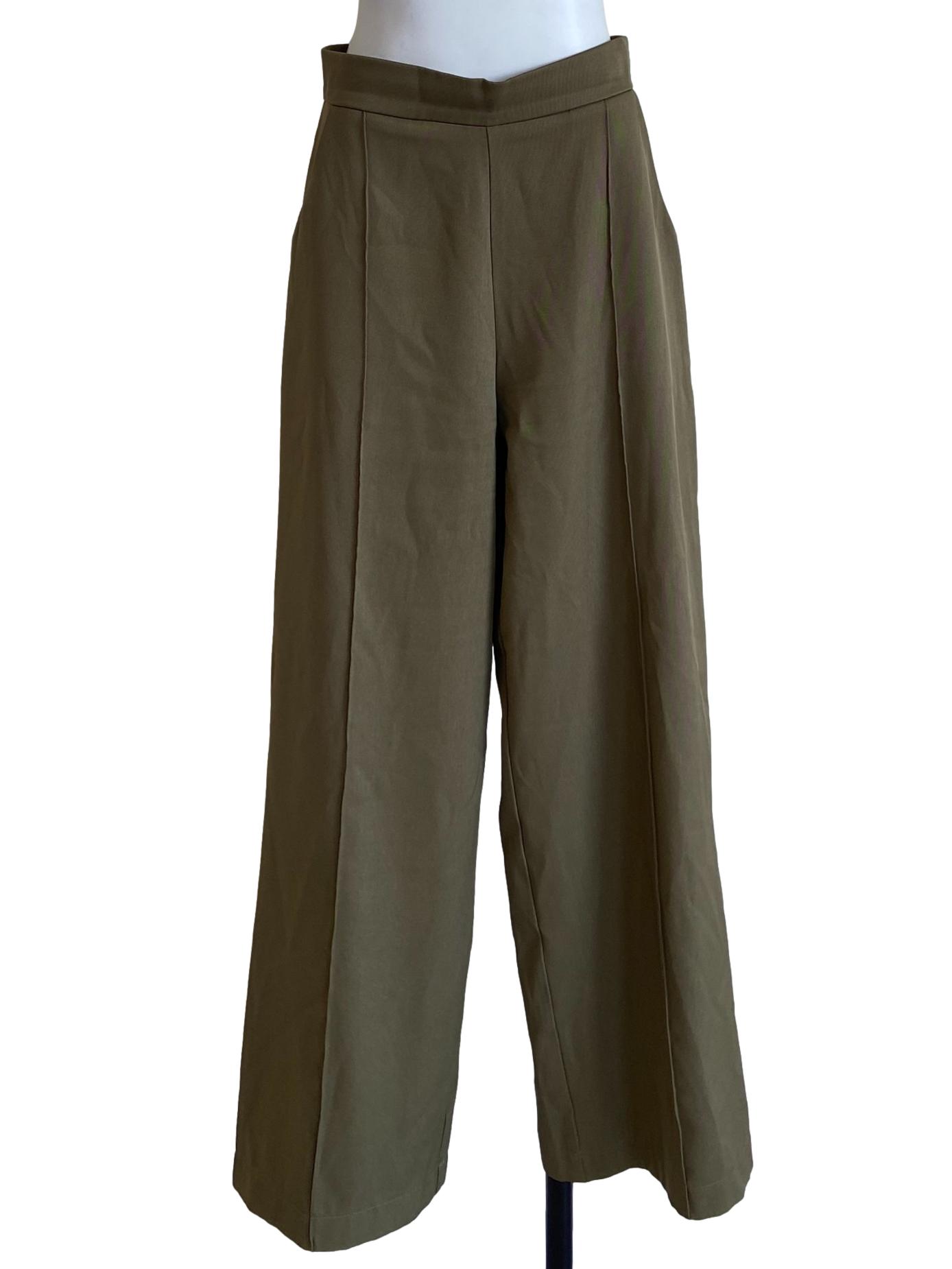 Pickle Green Twill Highwaist Pants