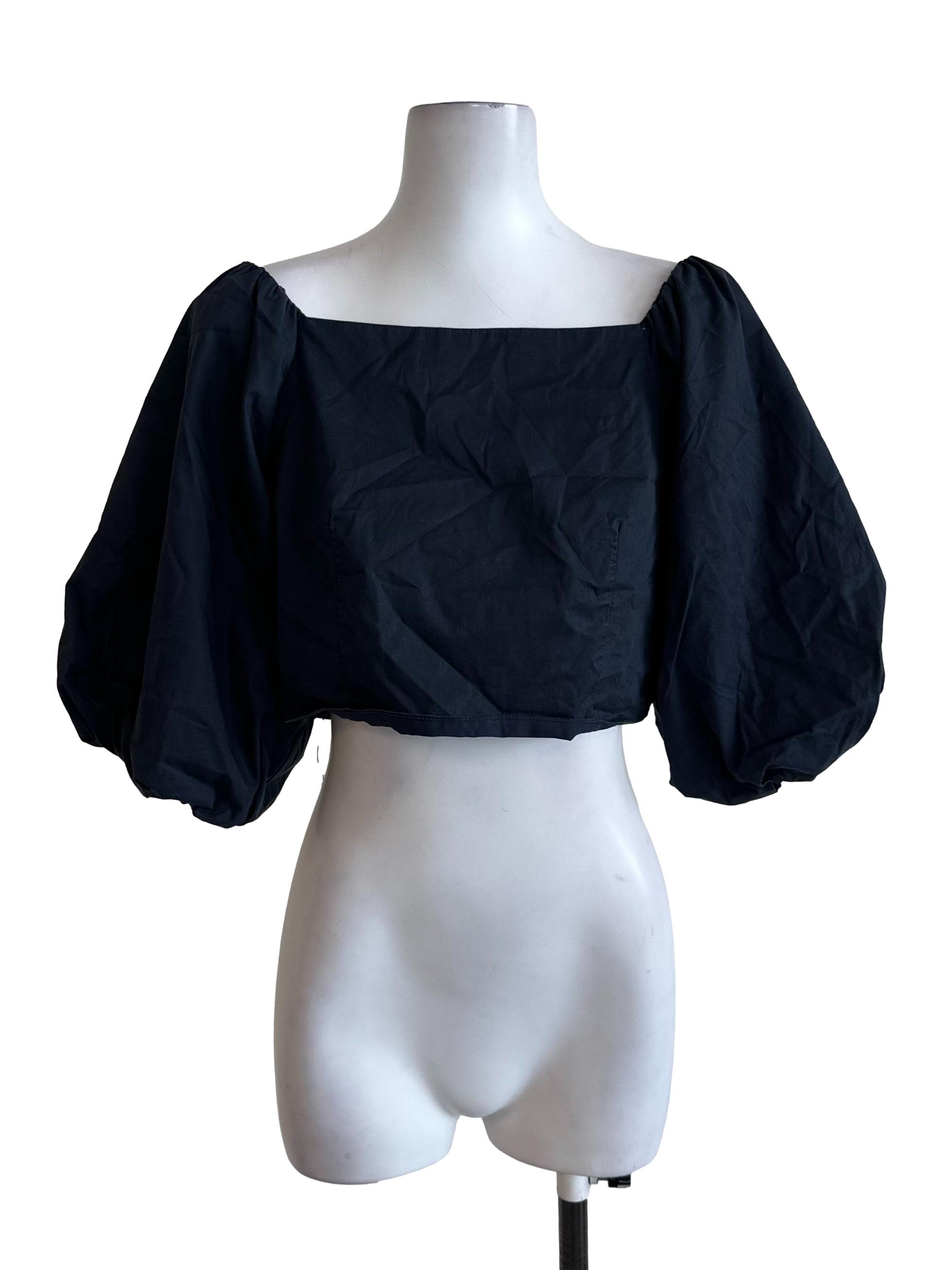 Midnight Blue Sabrina Puff Sleeve Top