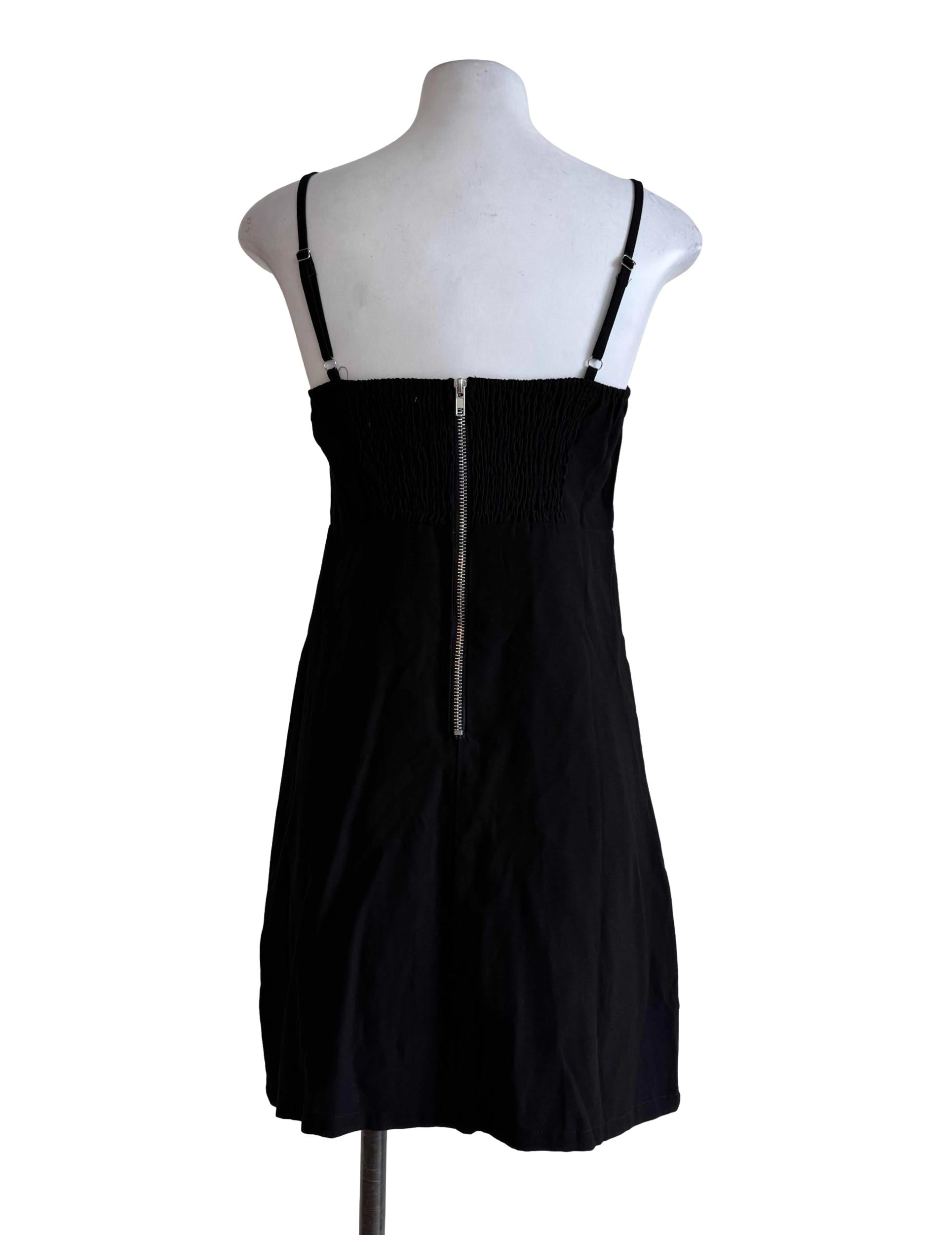 Jet Black Front Button Dress