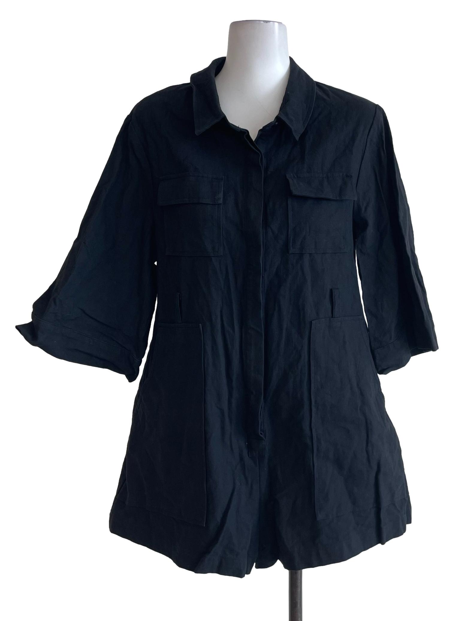 Black Button Up Collared Rompers