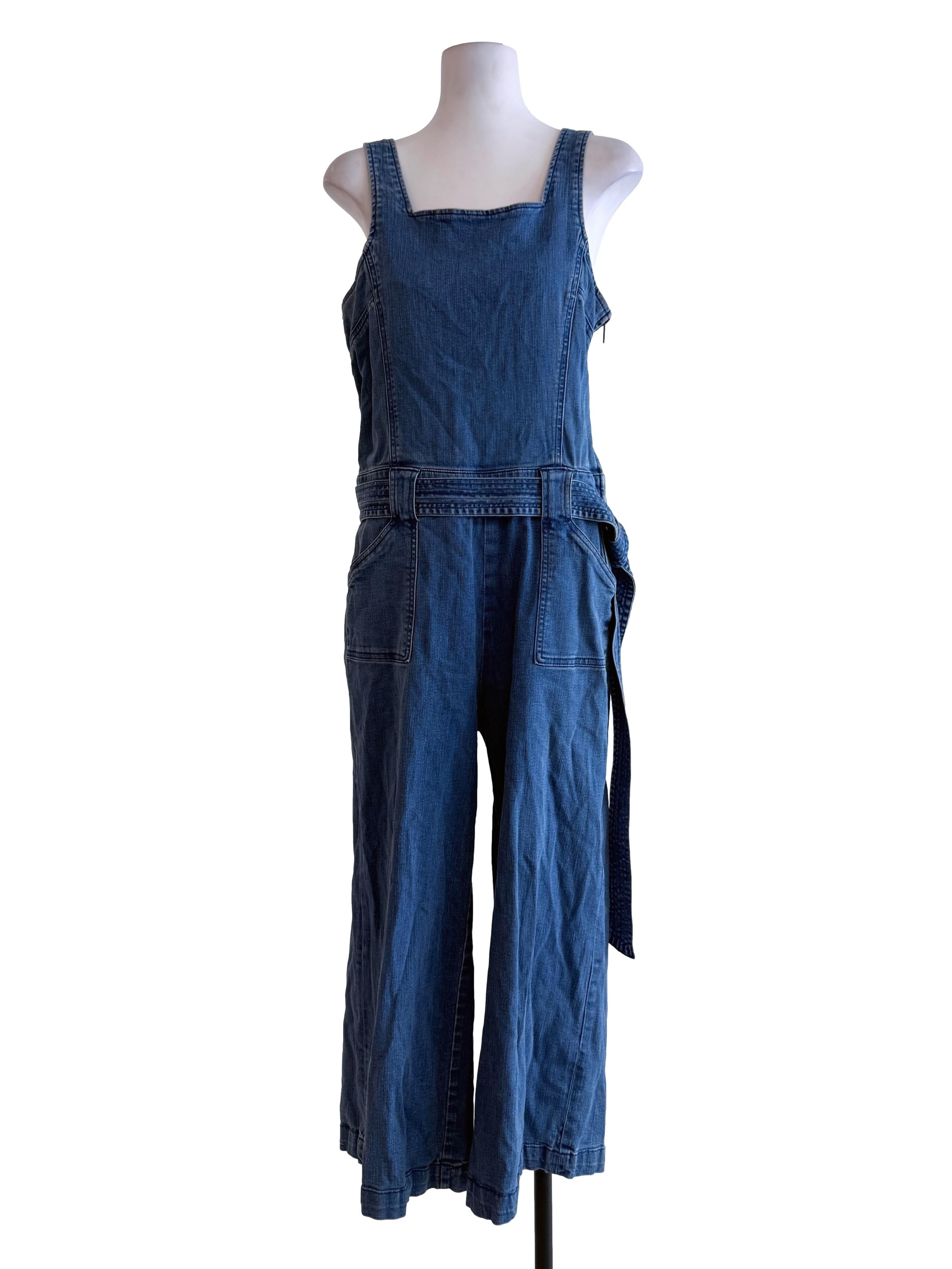 Blue Denim Wide Leg Jumpsuit
