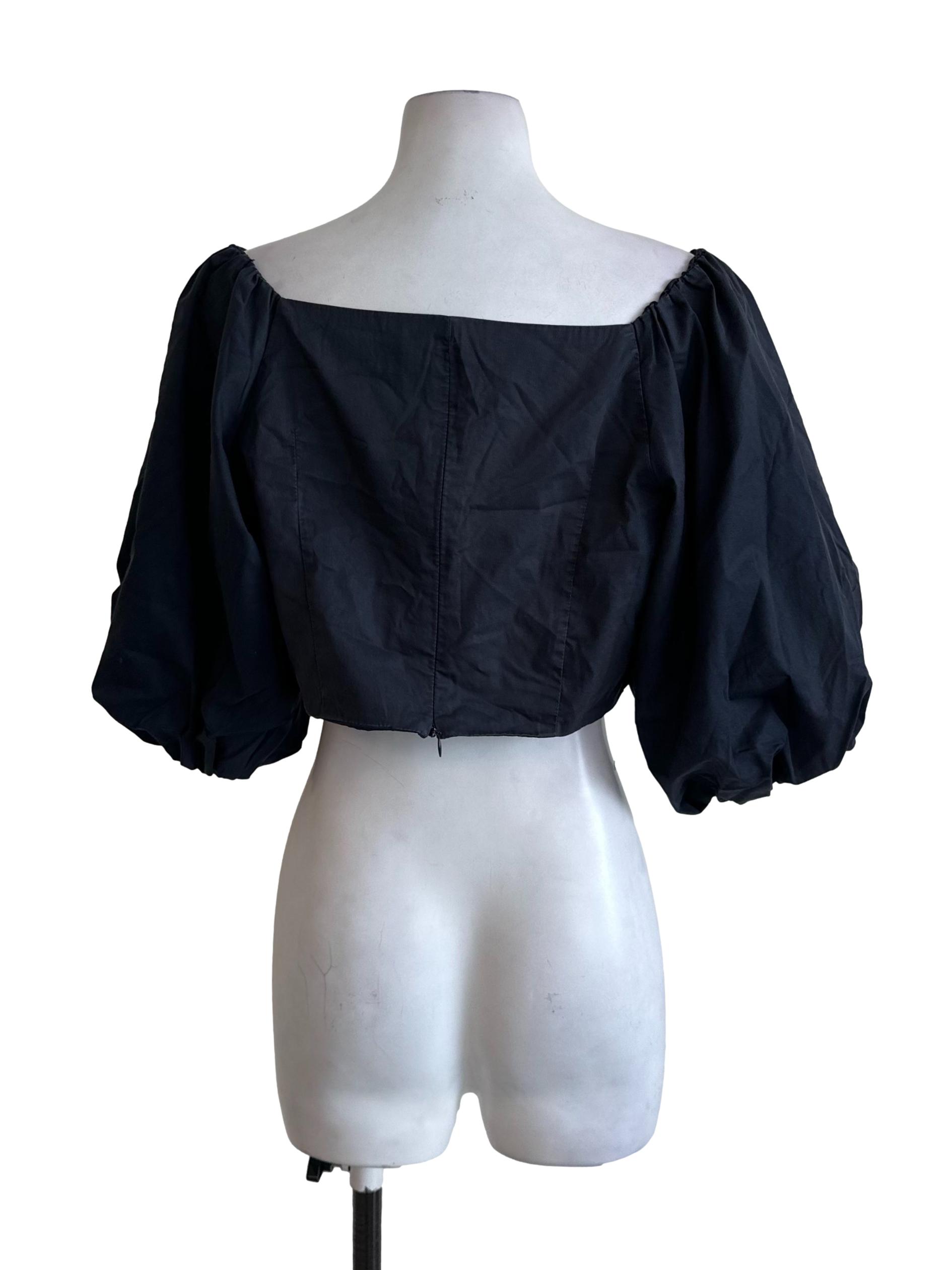 Midnight Blue Sabrina Puff Sleeve Top