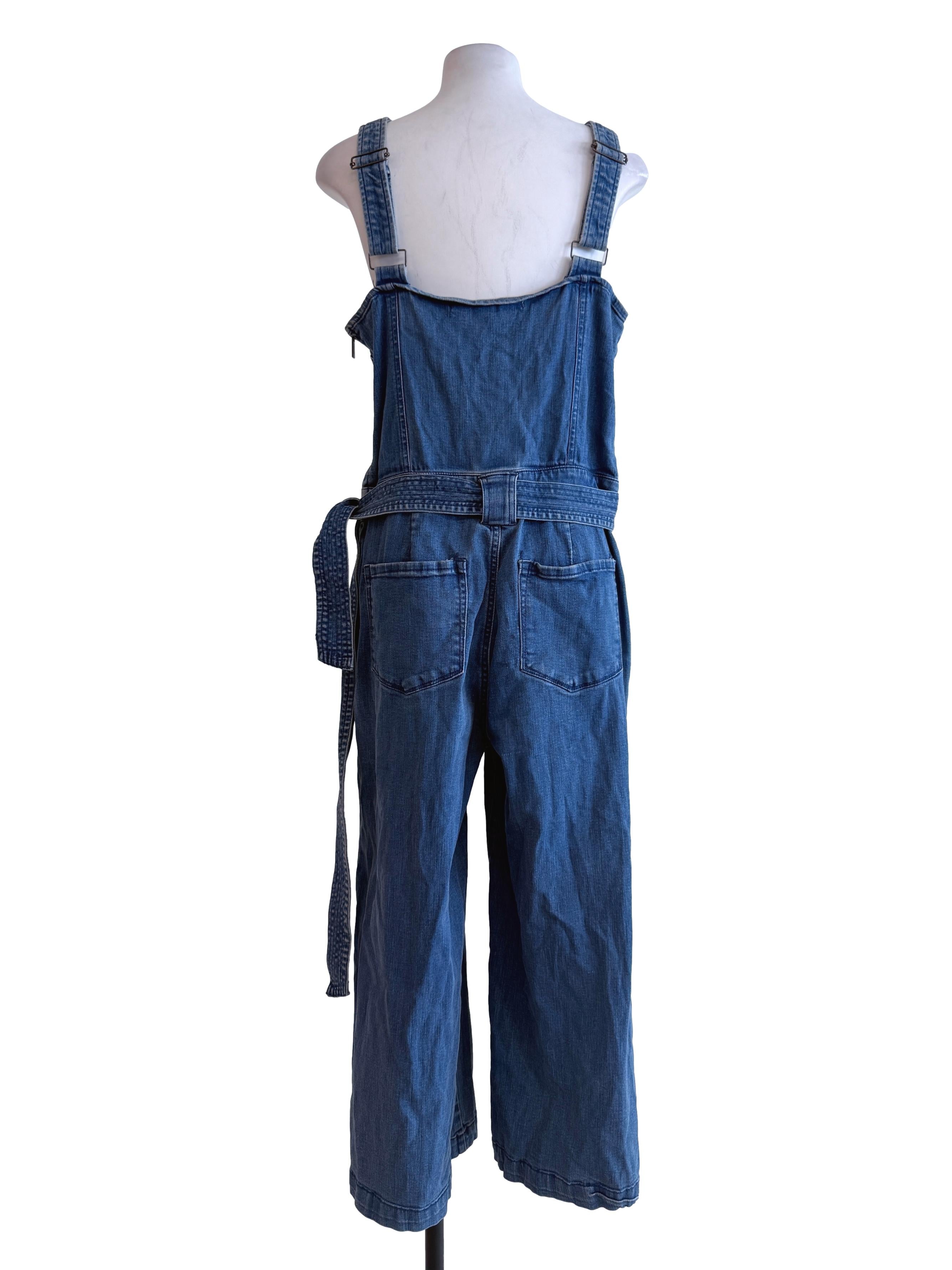 Blue Denim Wide Leg Jumpsuit