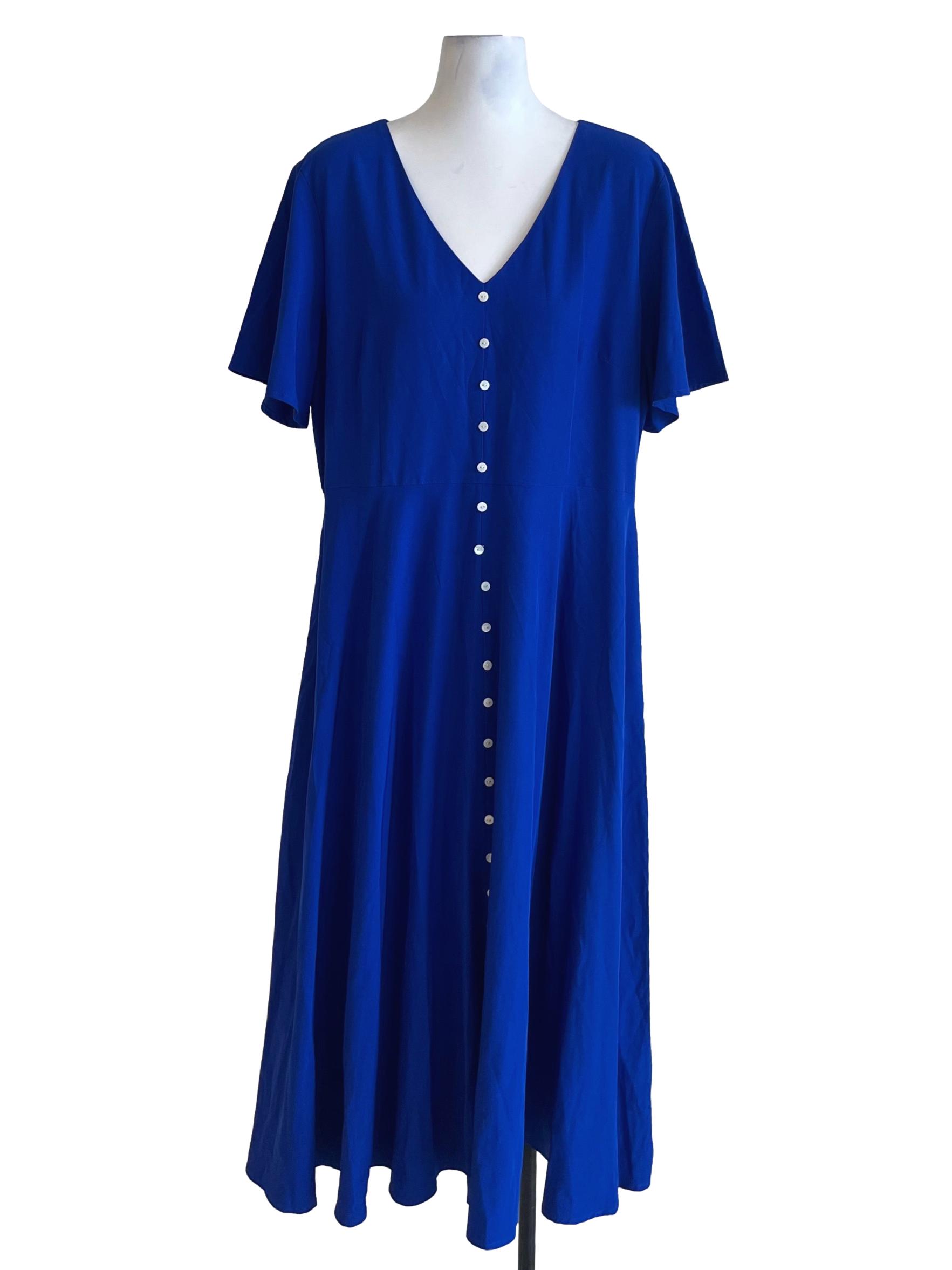 Cobalt Blue V-Neck Empire Dress
