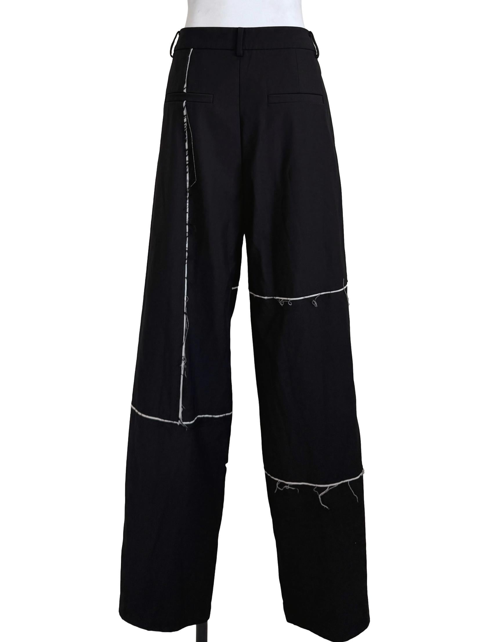 Black Raw Stitch Pants